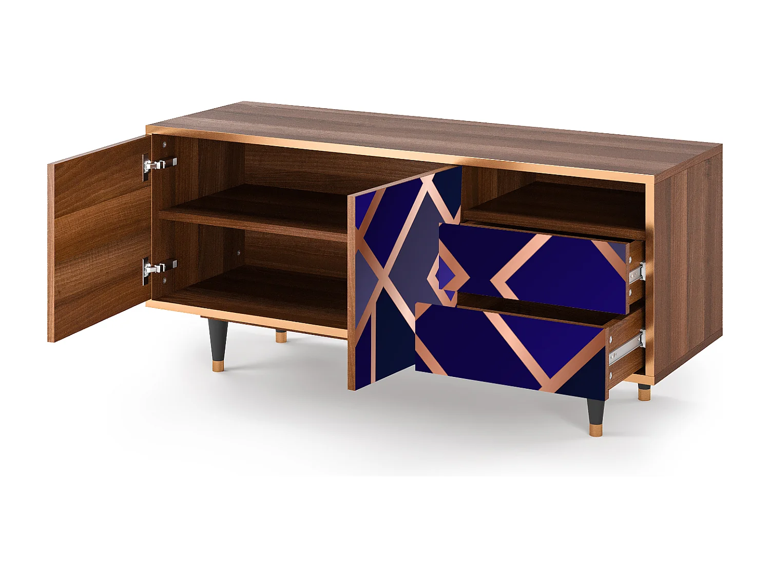 TV-Möbel - 125х56х41 cm - T7 - Aquamarine Getsby, Walnuss