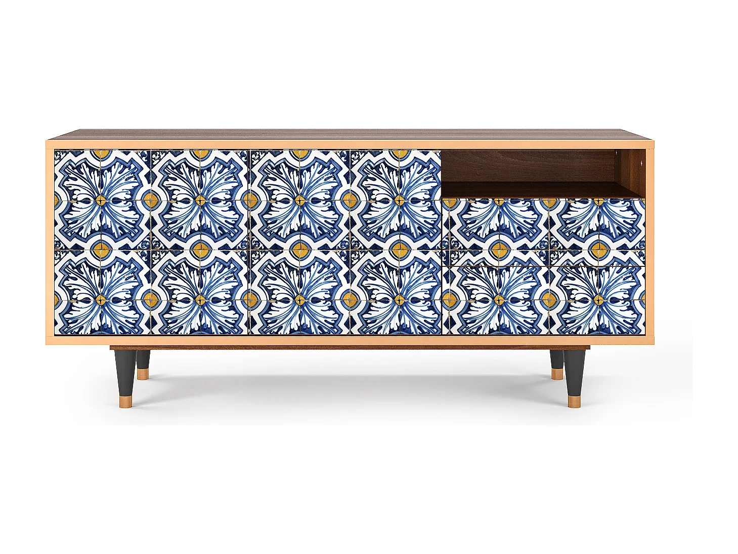 TV-meubel - 125х56х41 cm - T7 - Lovely Cornflowers, Walnoot