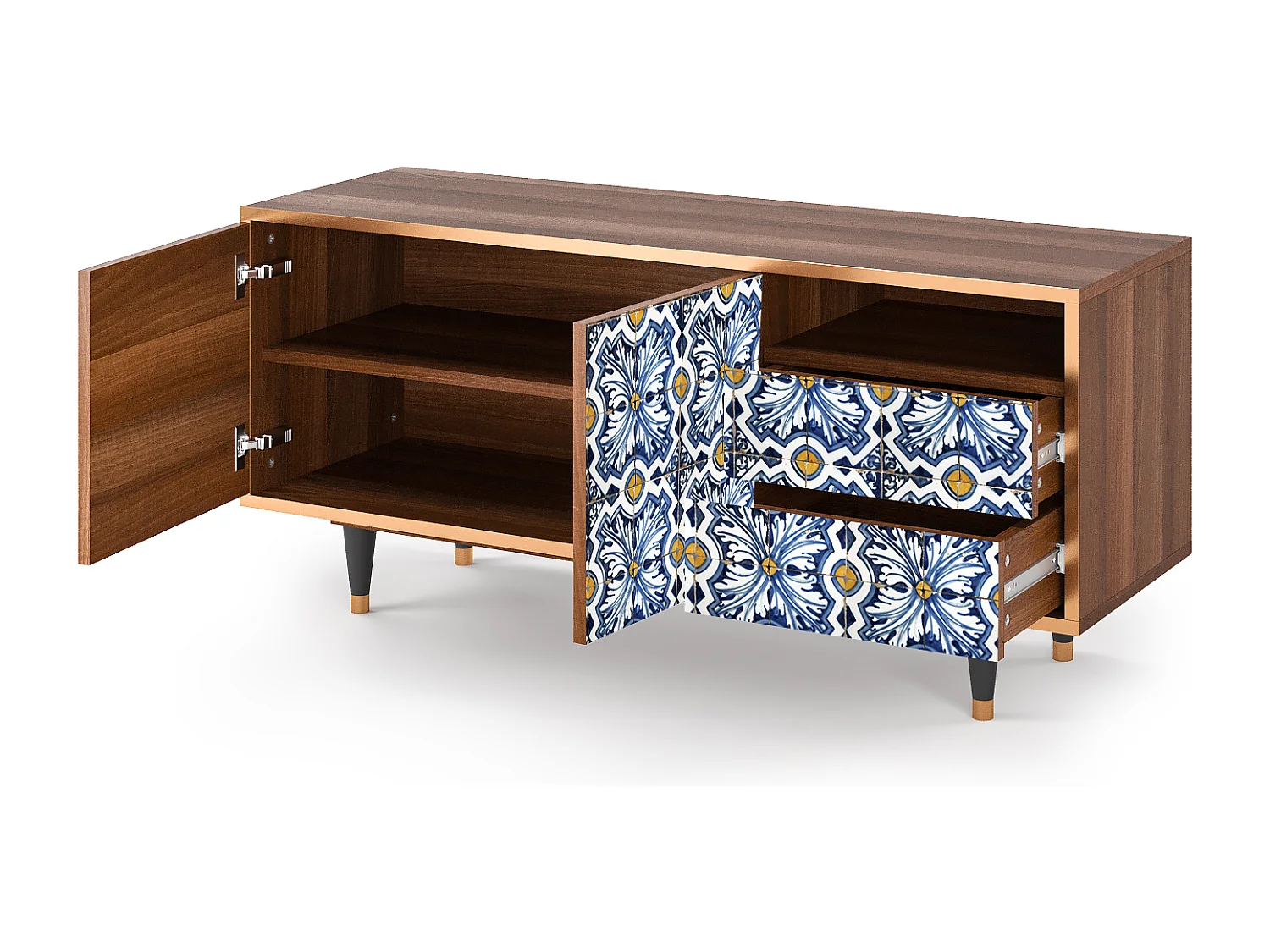 TV-meubel - 125х56х41 cm - T7 - Lovely Cornflowers, Walnoot