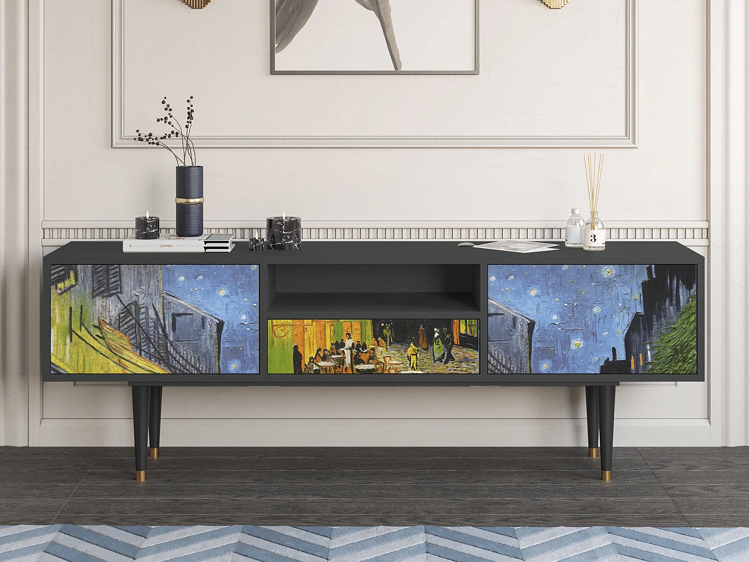 Meuble TV - 170х59х41 cm - T6 - Café Terrace at Night, Anthracite