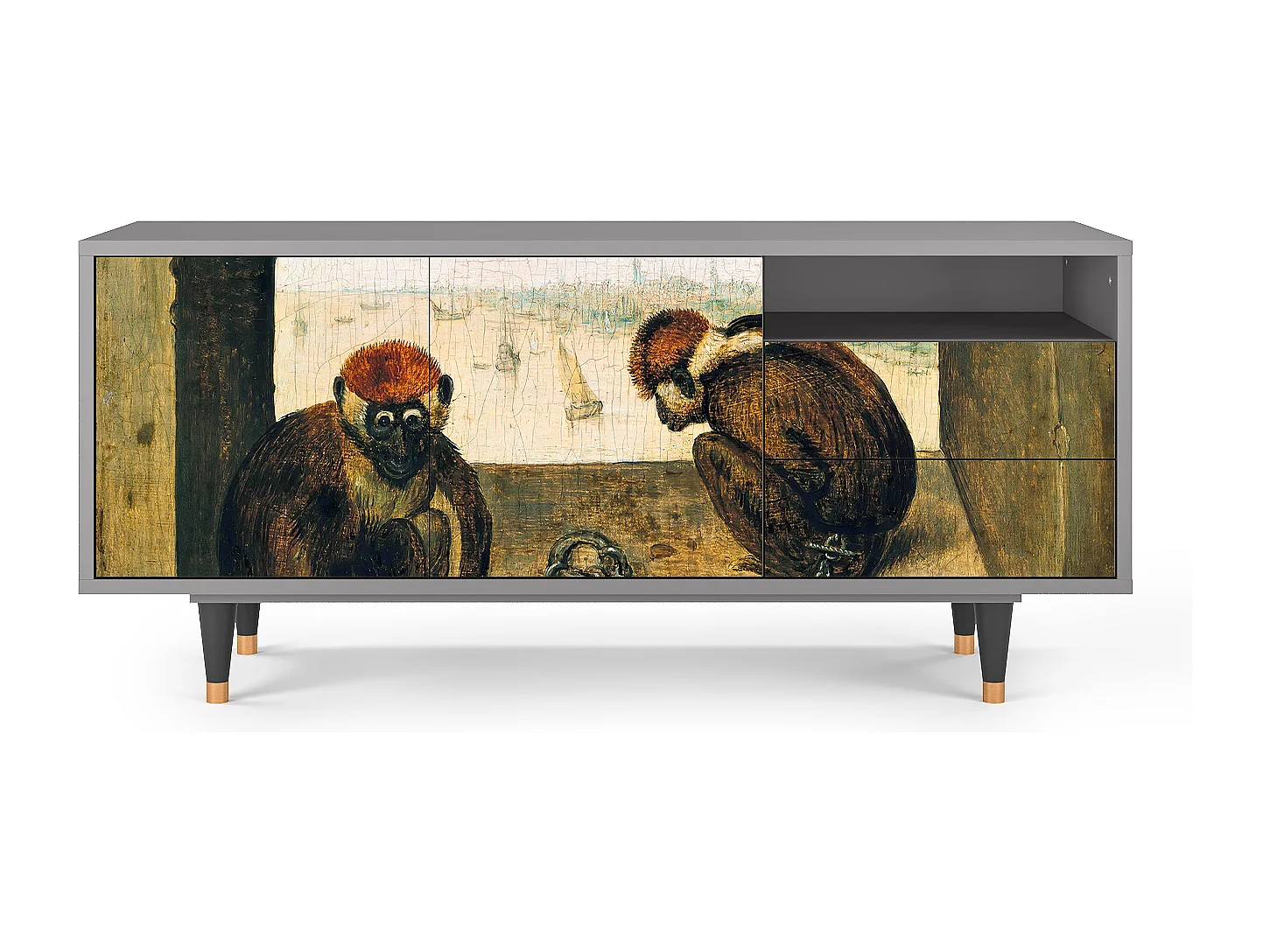 Meuble TV - 125х56х41 cm - T7 - Two Monkeys, Gris