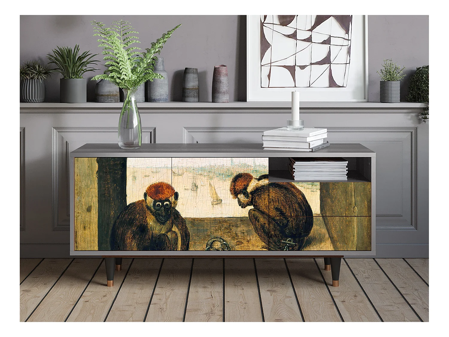 Mobile TV - 125х56х41 cm - T7 - Two Monkeys, Grigio