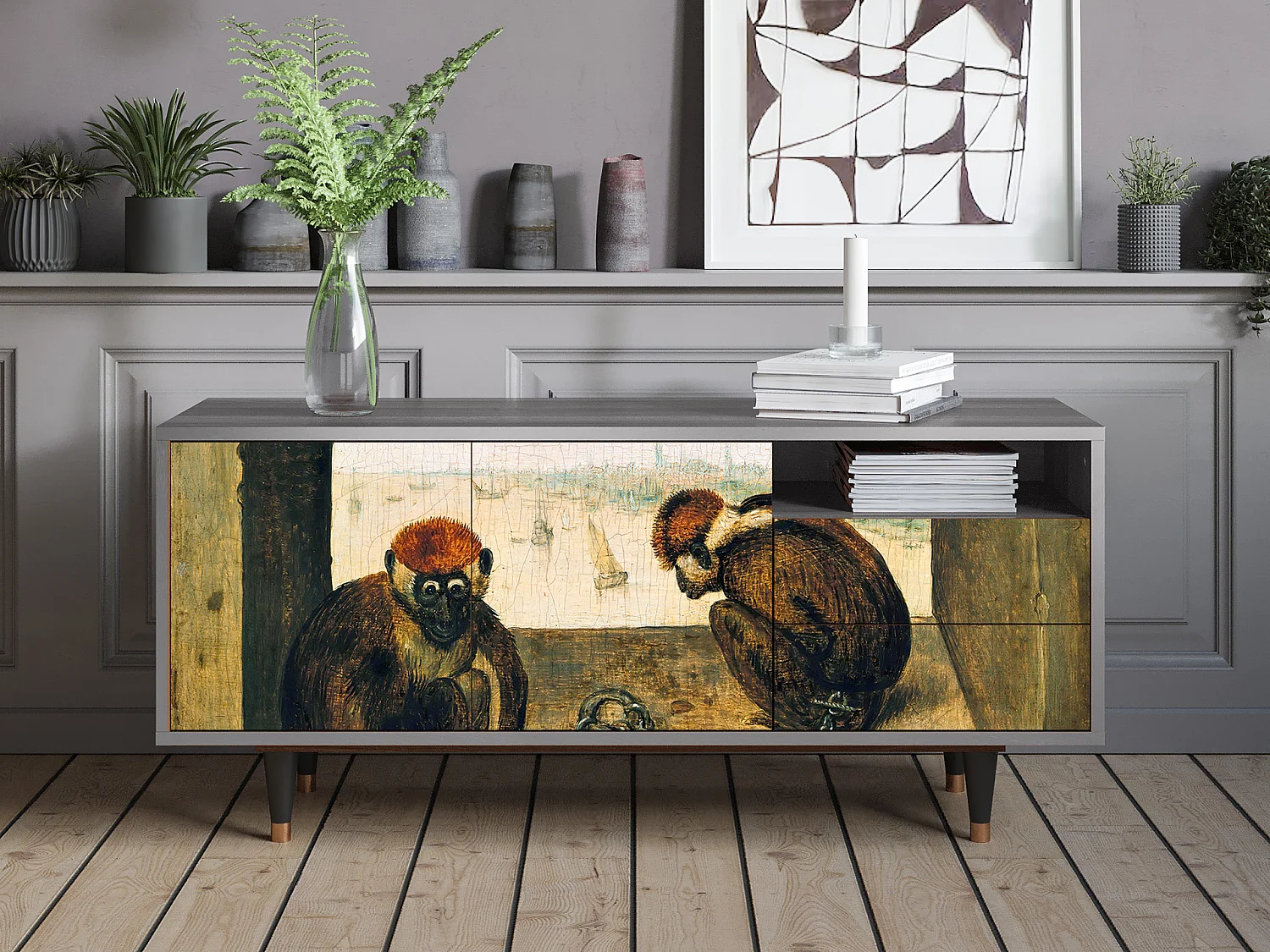 Mobile TV - 125х56х41 cm - T7 - Two Monkeys, Grigio