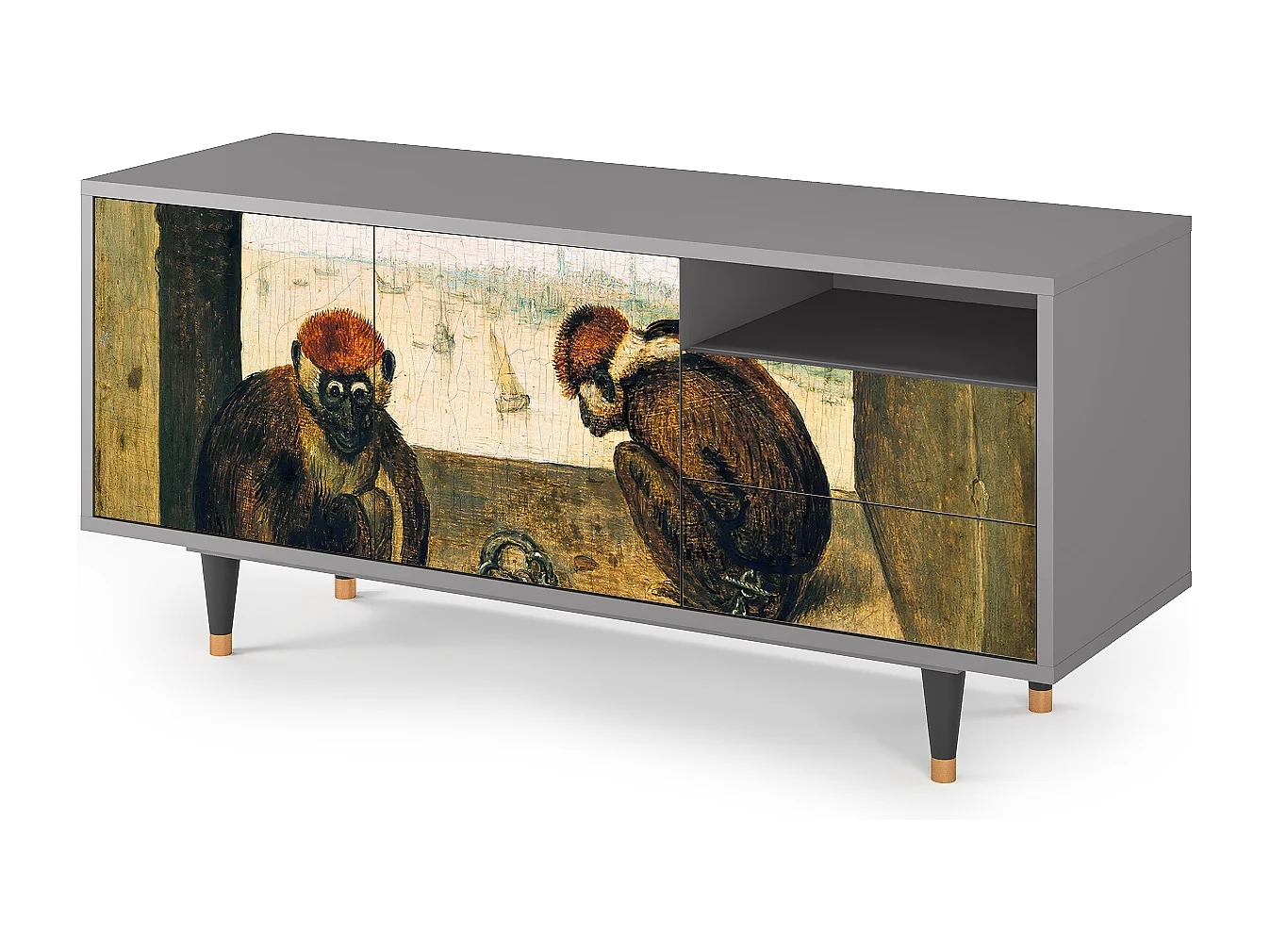 Mobile TV - 125х56х41 cm - T7 - Two Monkeys, Grigio