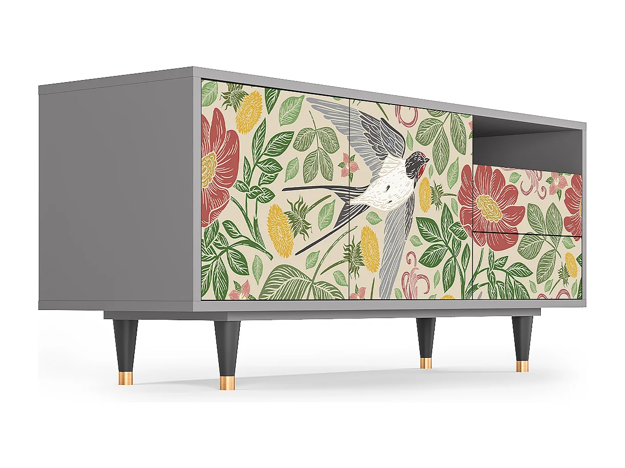 TV-Möbel - 125х56х41 cm - T7 - Spring Swallow, Grau