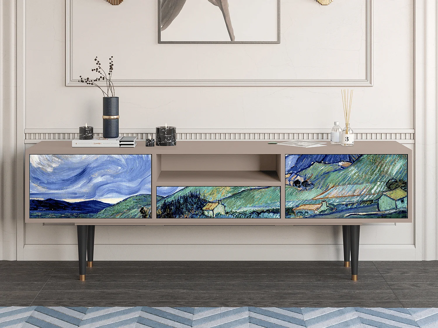 Meuble TV - 170х59х41 cm - T6 - Landscape, Latte