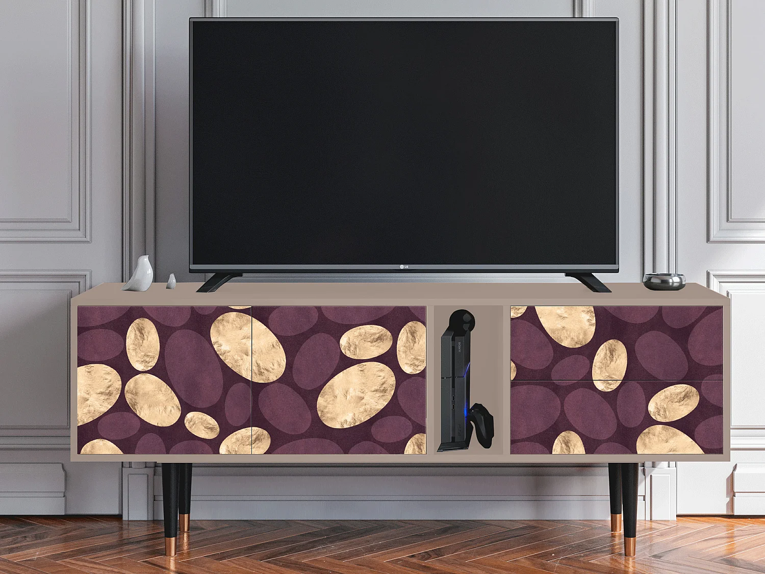 Szafka RTV - 170х69х48 cm - T1 - Fine Wine, Latte