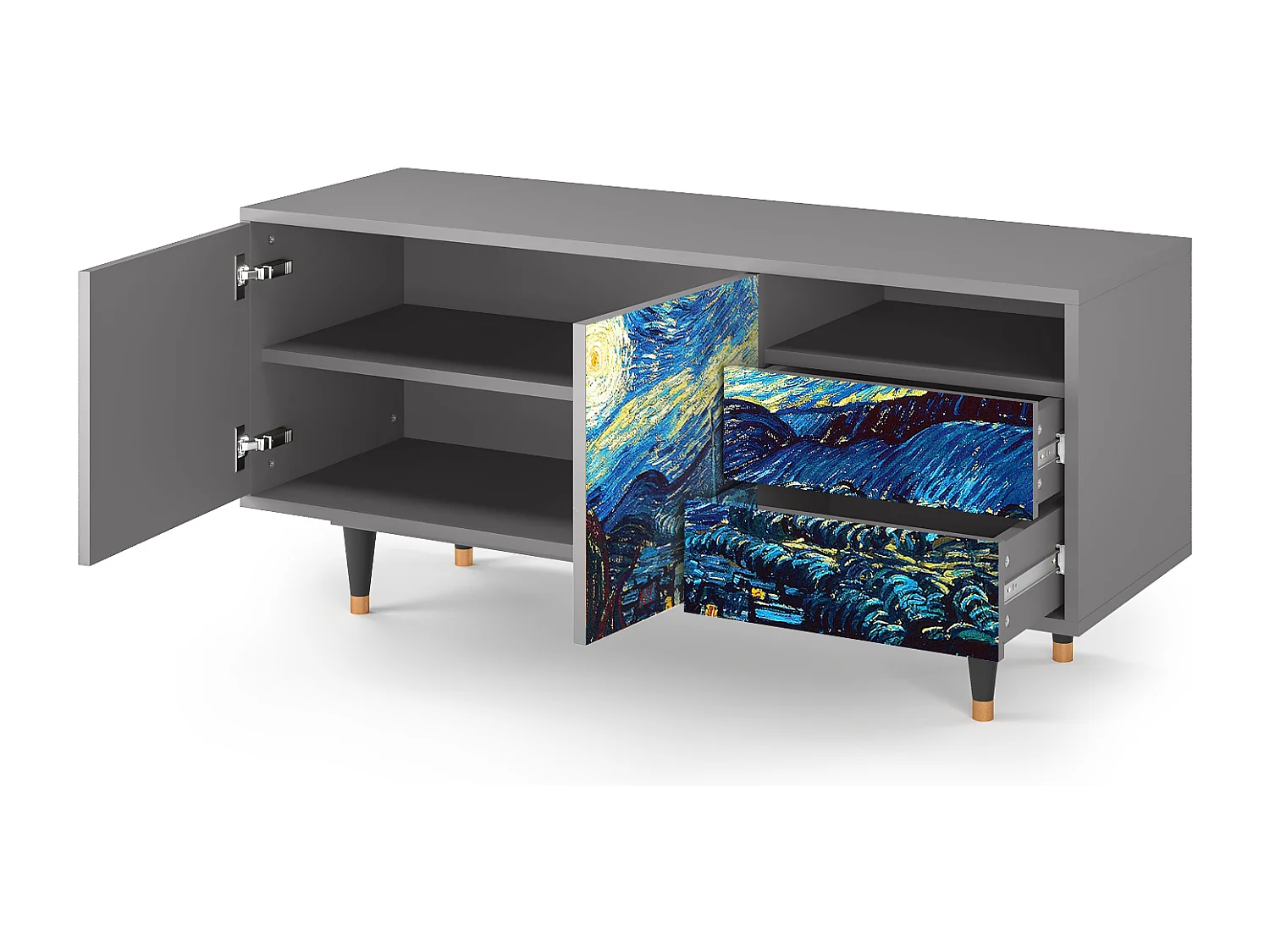 TV-meubel - 125х56х41 cm - T7 - The Starry Night  , Grijs