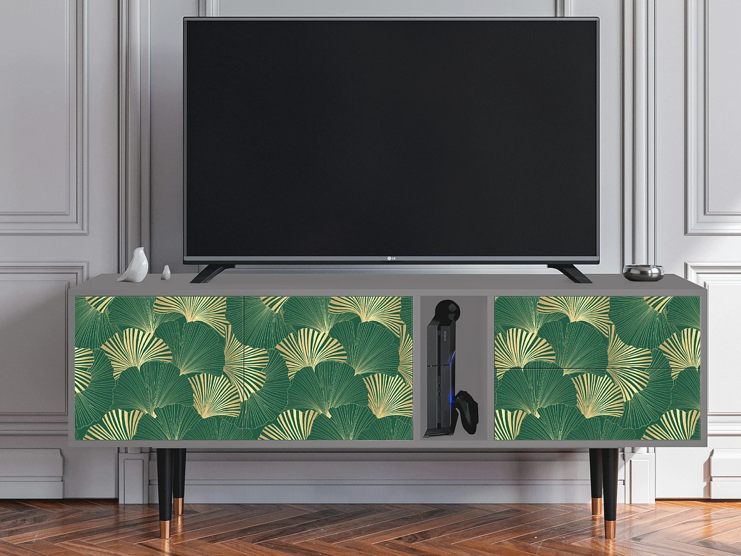 Meuble TV - 170х69х48 cm - T1 - Gold Ginkgo, Gris