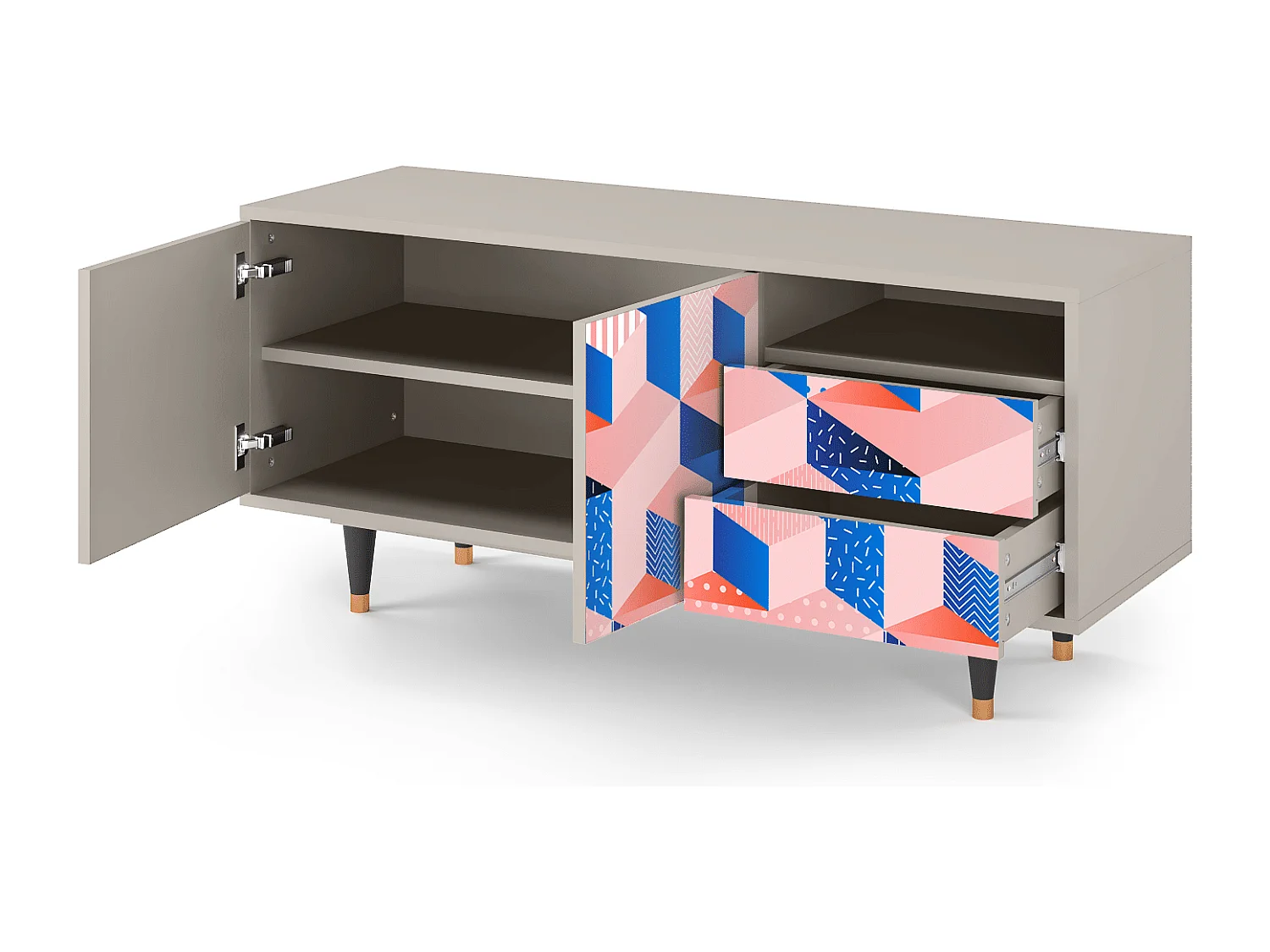 Mueble de TV - 125х56х41 cm - T7 - Pinky Squares, Areia