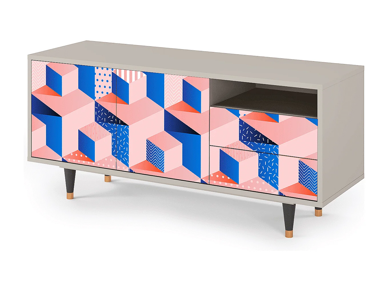 TV-meubel - 125х56х41 cm - T7 - Pinky Squares, Zand