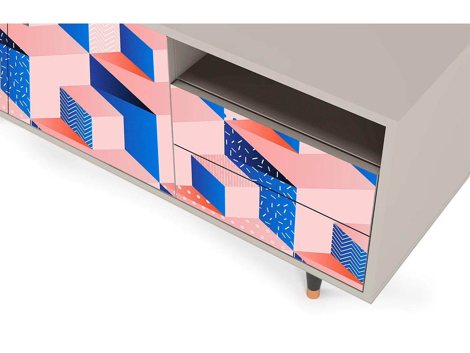 TV-meubel - 125х56х41 cm - T7 - Pinky Squares, Zand