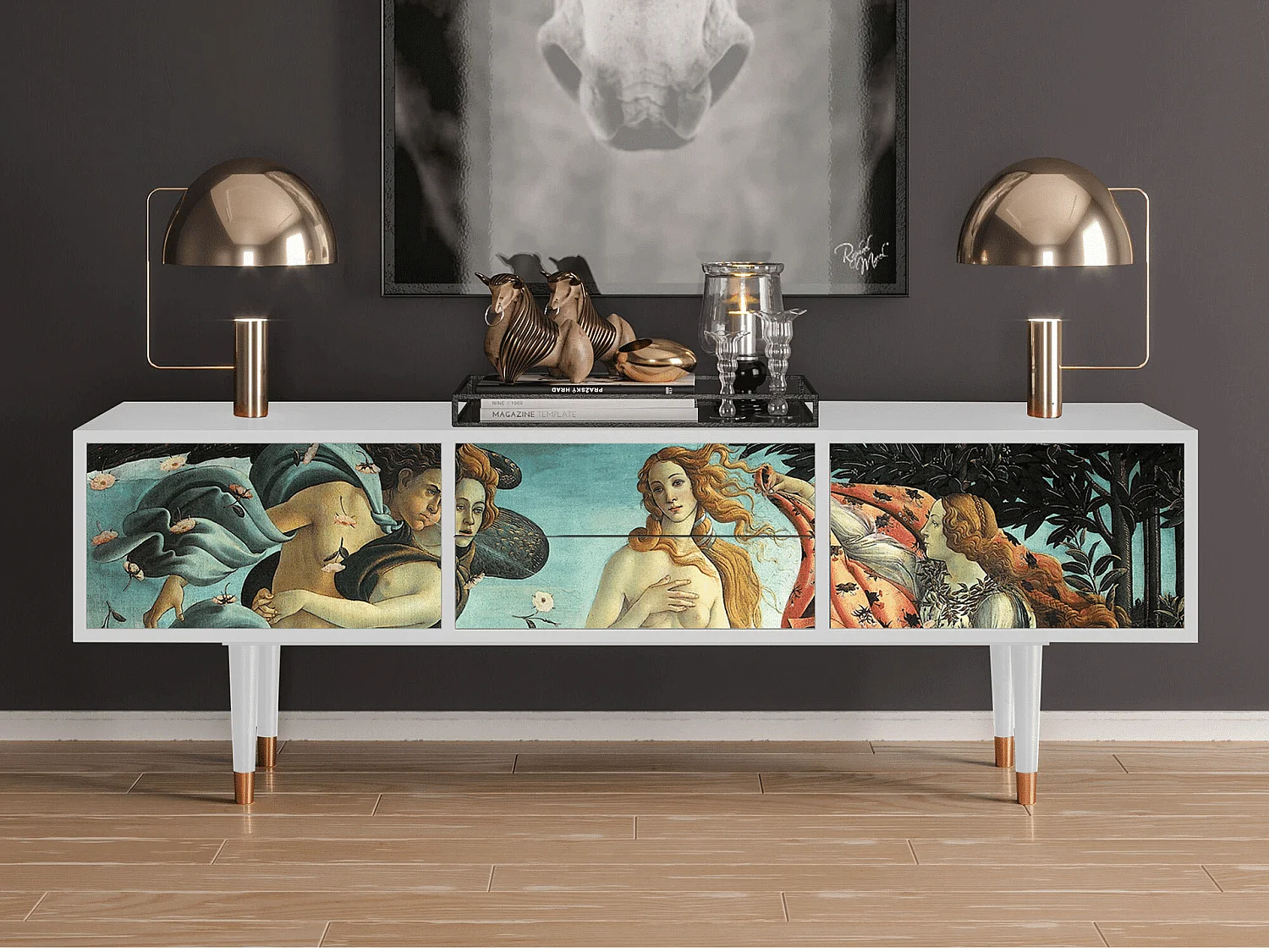 Szafka RTV - 170х59х48 cm - T4 - The Birth of Venus, Biały