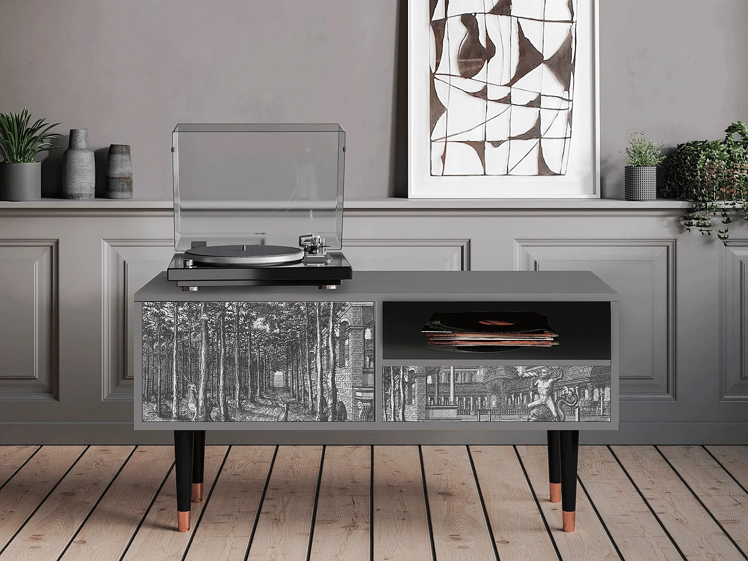 Meuble TV - 115х59х48 cm - T3 - View of the Piazza, Gris