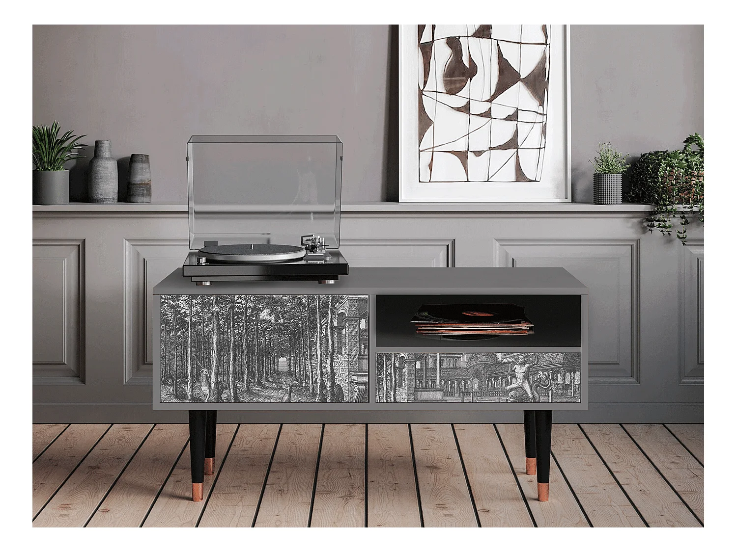 Mobile TV - 115х59х48 cm - T3 - View of the Piazza, Grigio