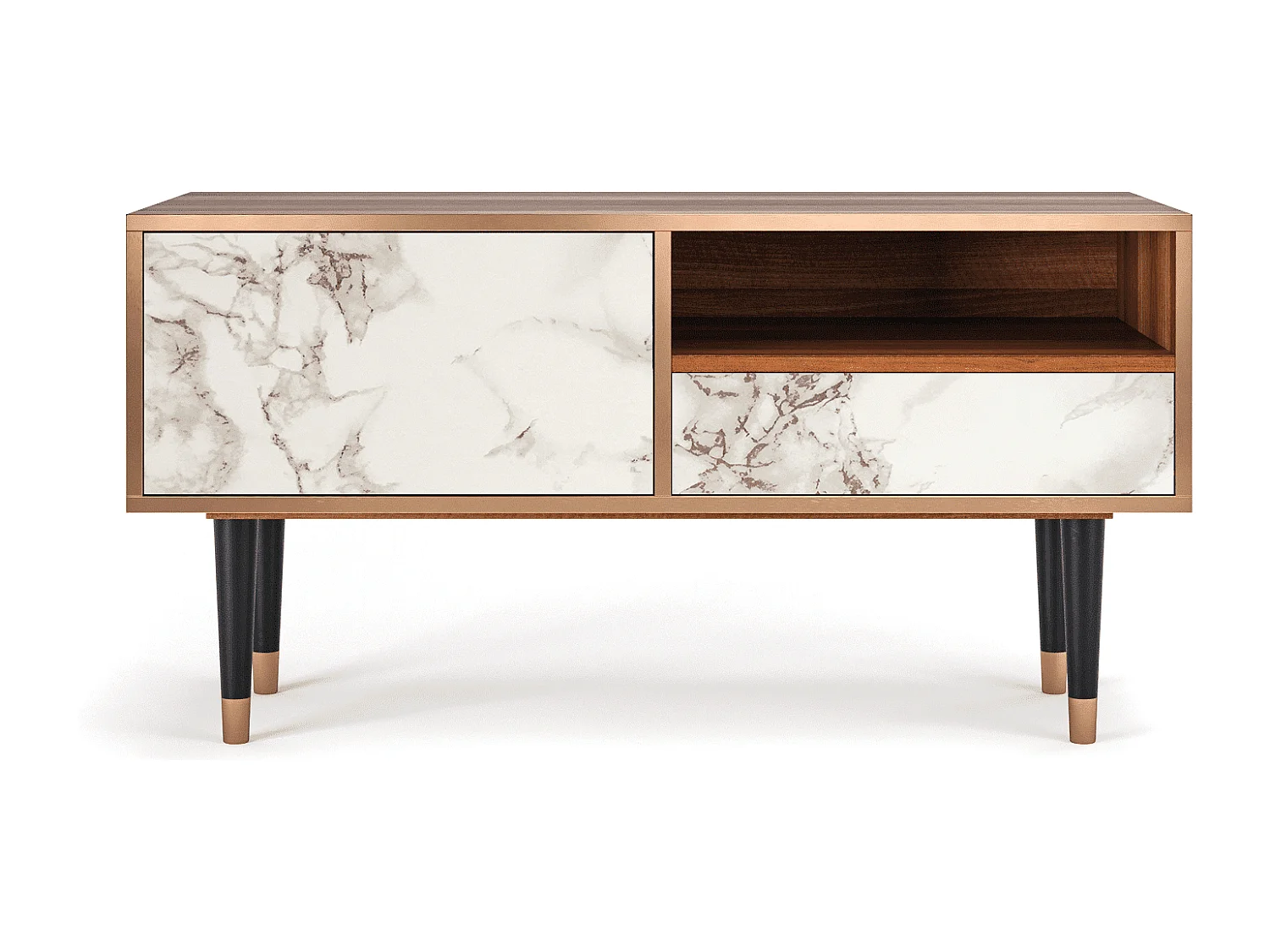 Mobile TV - 115х59х48 cm - T3 - Milk Marble, Noce