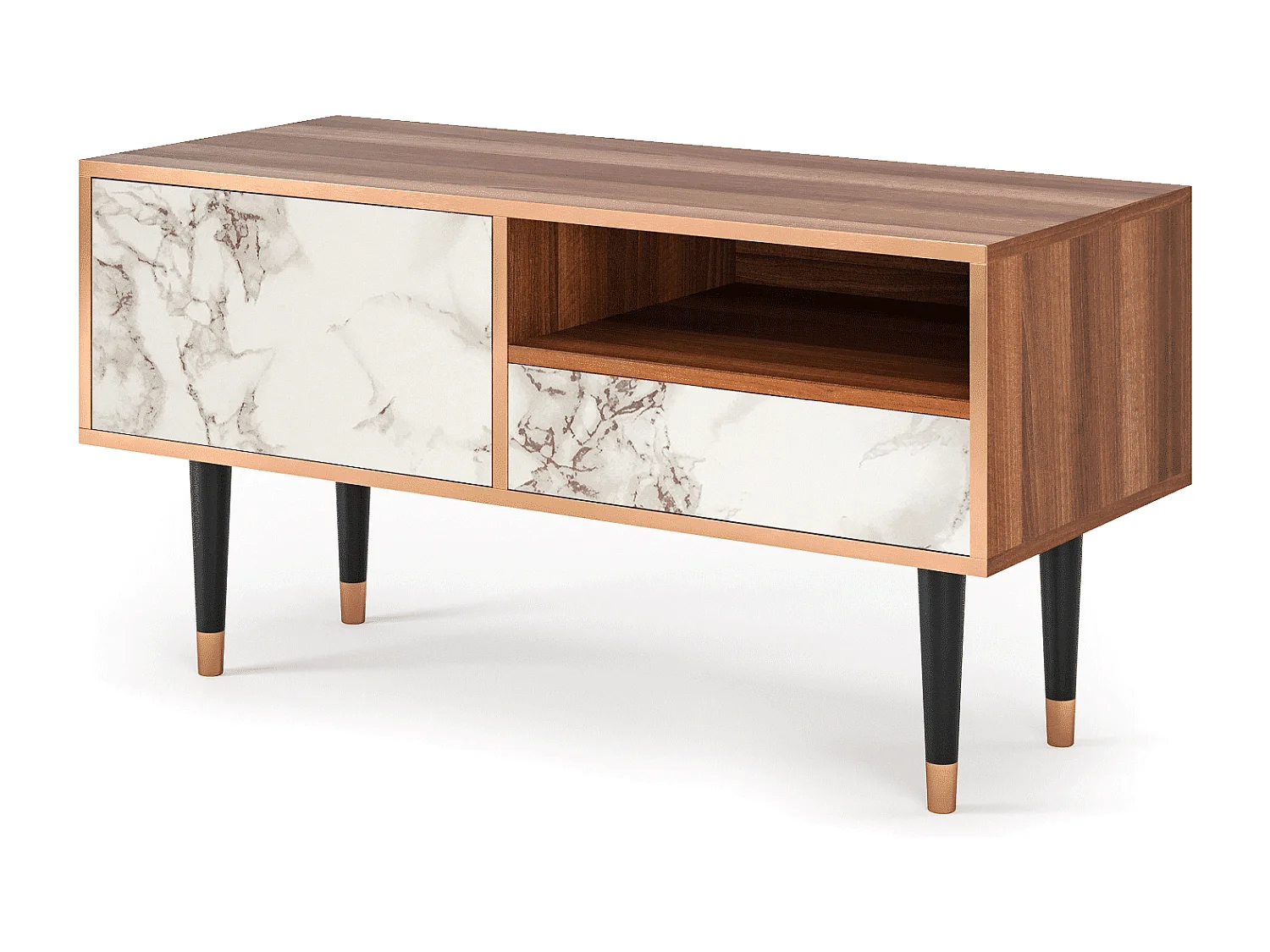 Mobile TV - 115х59х48 cm - T3 - Milk Marble, Noce