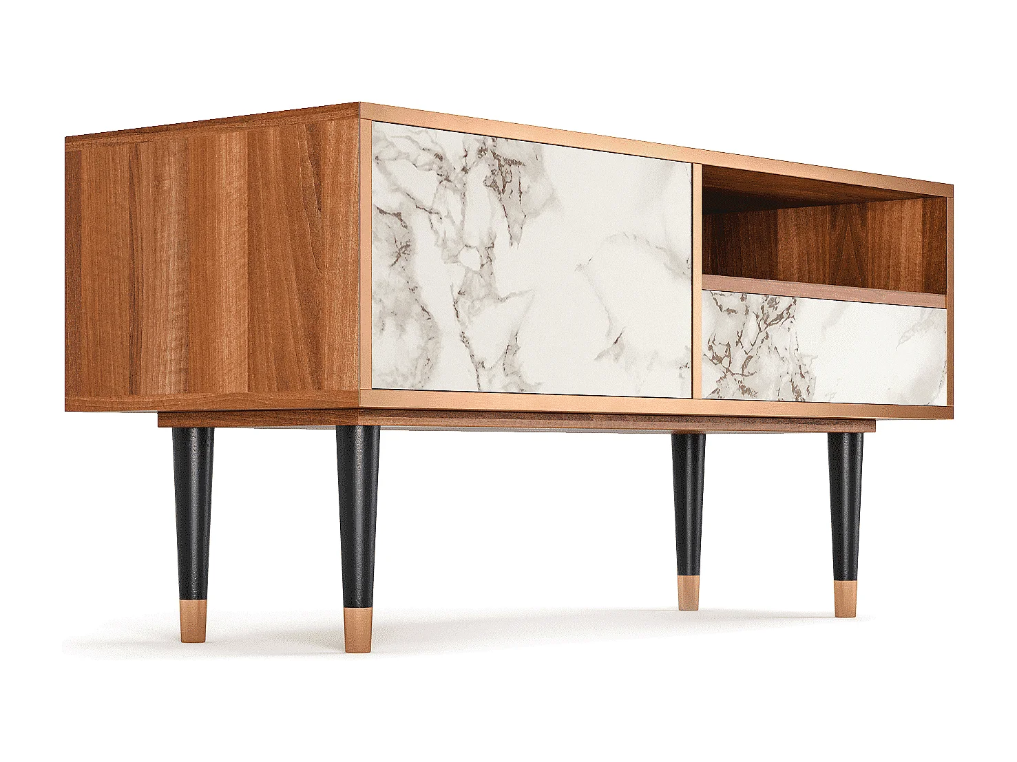 Mobile TV - 115х59х48 cm - T3 - Milk Marble, Noce