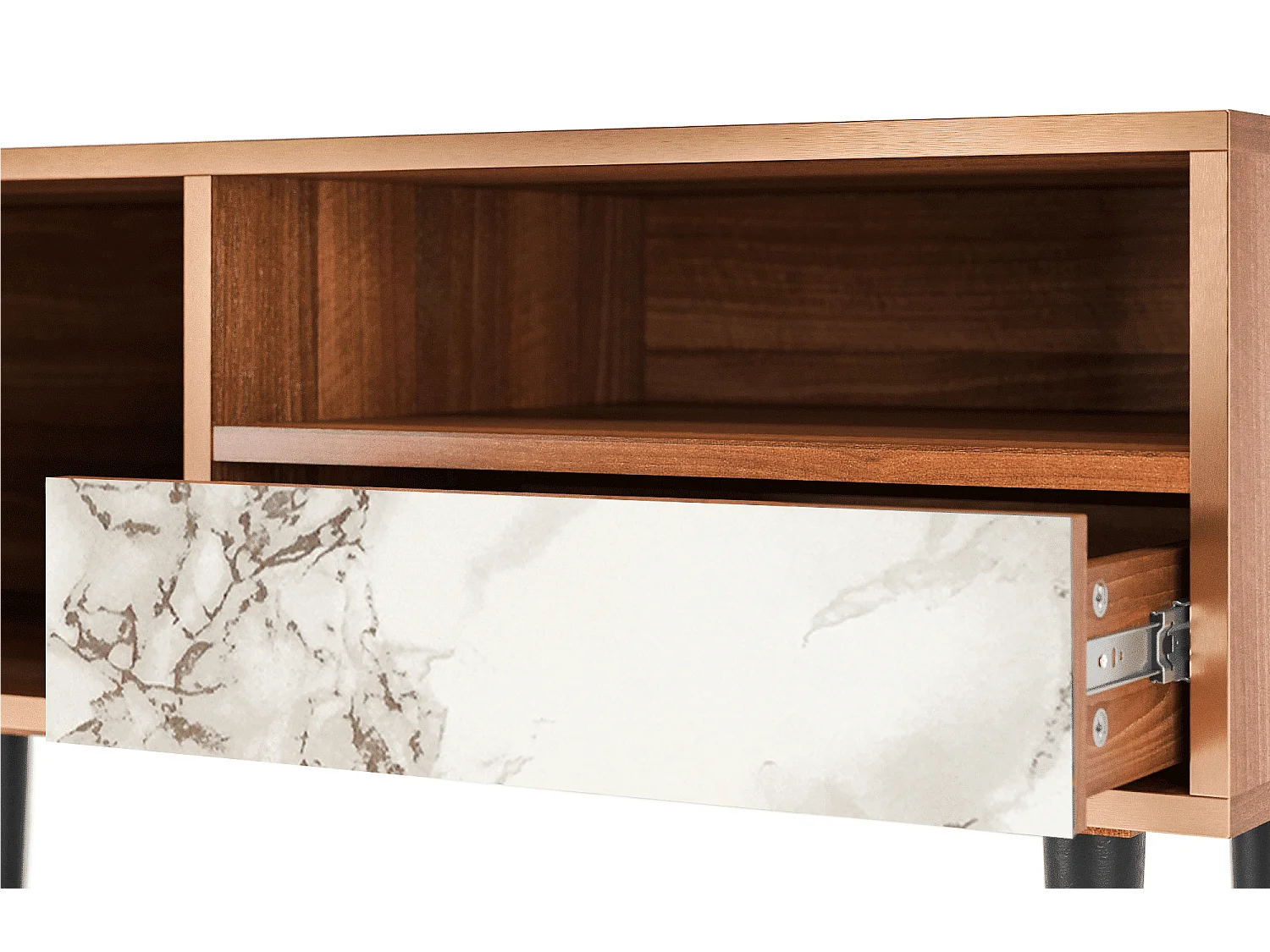 Mobile TV - 115х59х48 cm - T3 - Milk Marble, Noce