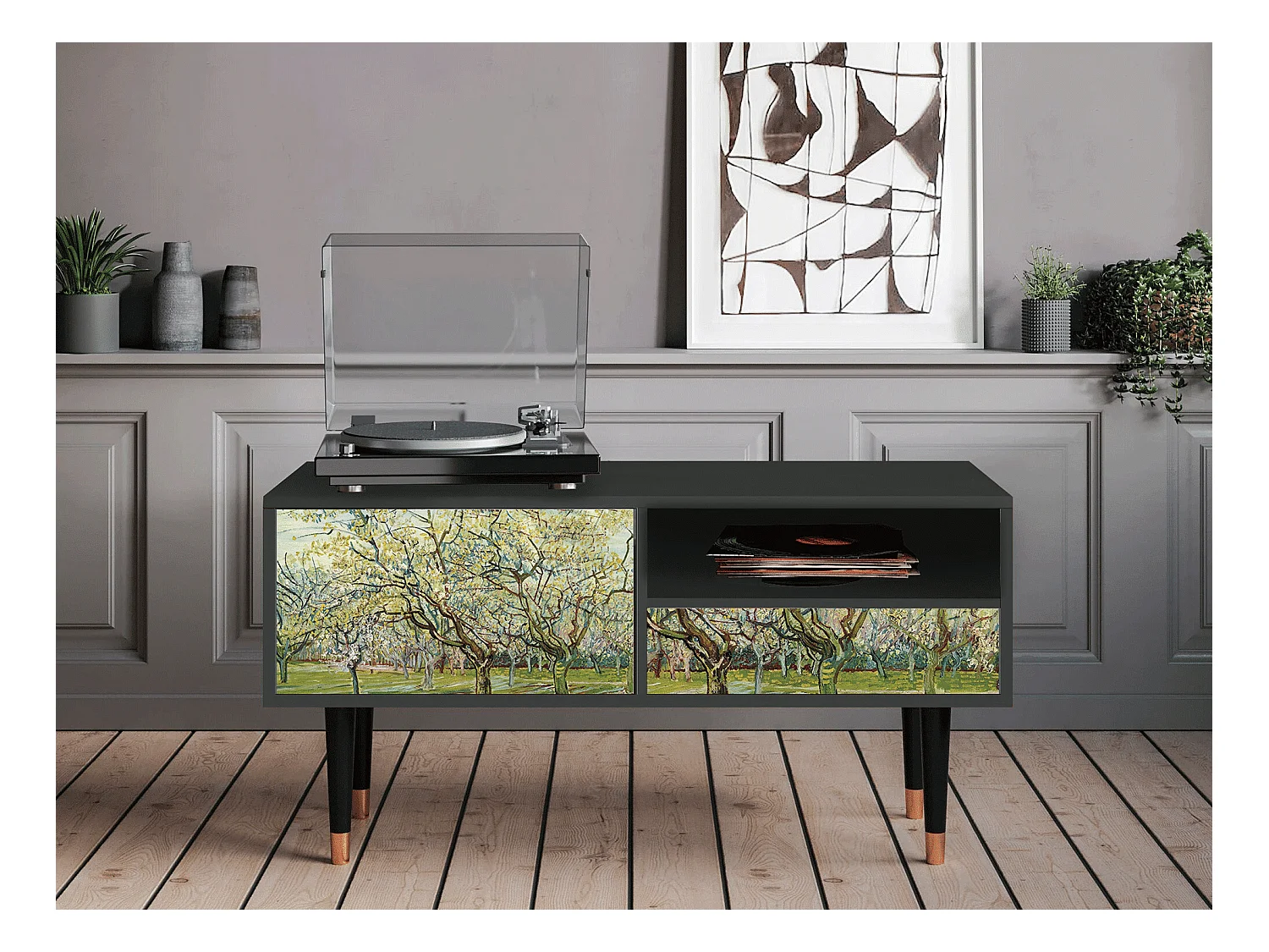 Meuble TV - 115х59х48 cm - T3 - The Blanc Orchard, Anthracite