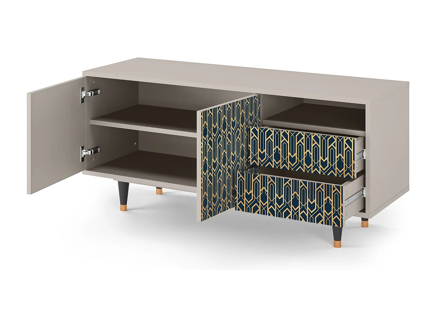 Szafka RTV - 125х56х41 cm - T7 - Golden Empire, Piaskowy