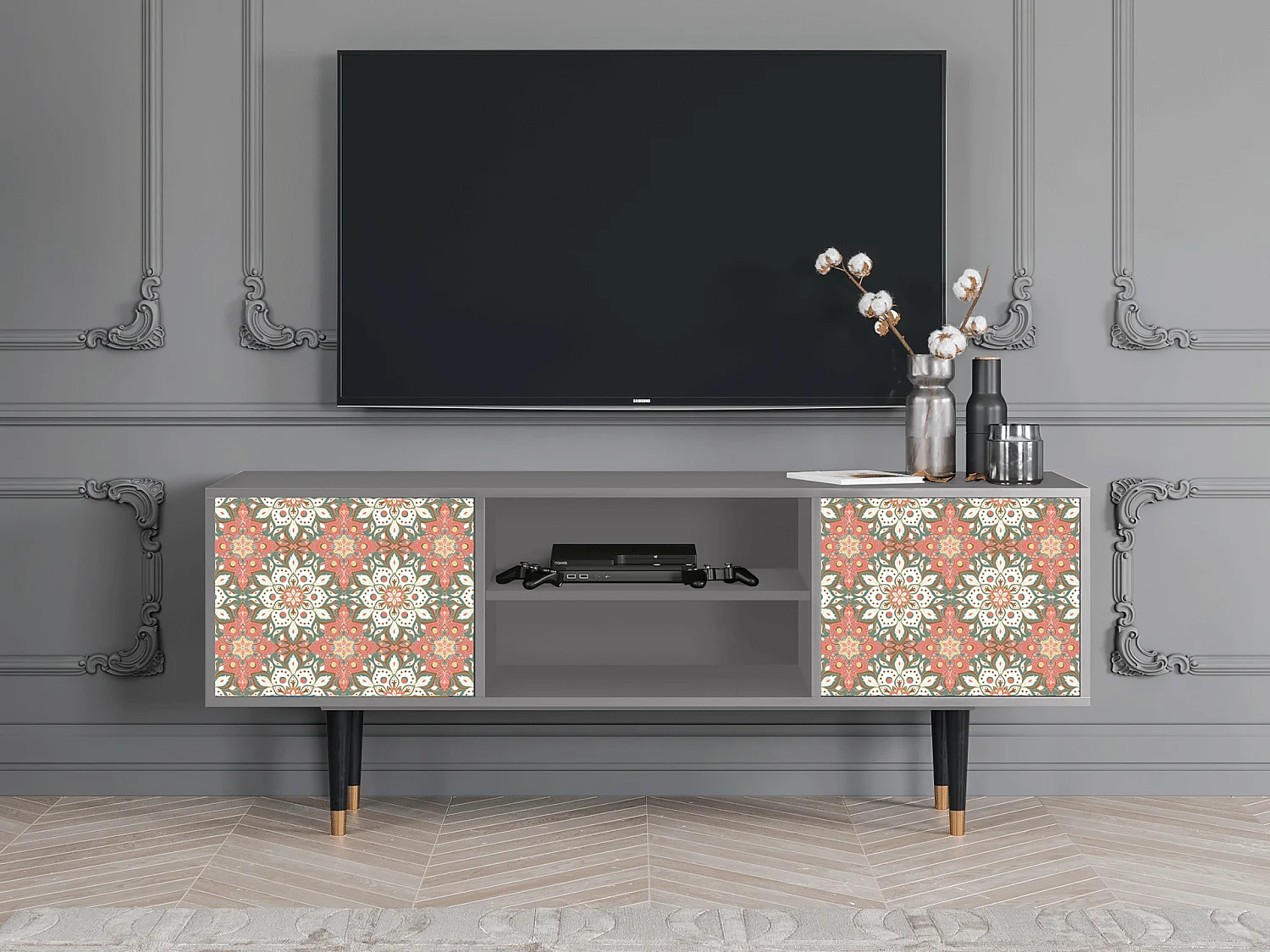 Meuble TV - 170х69х48 cm - T2 - Peach Grove, Gris