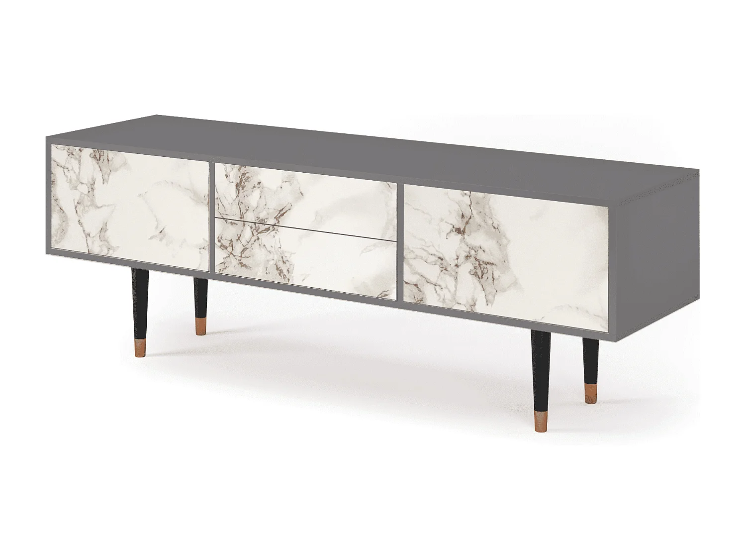 Szafka RTV - 170х59х48 cm - T4 - Milk Marble, Szary