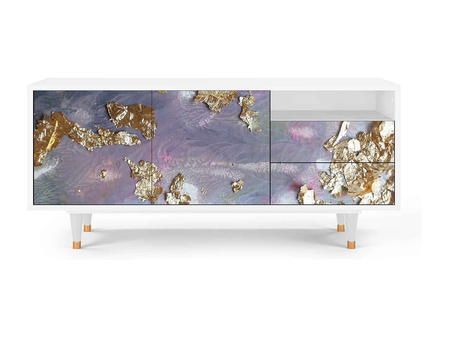 Meuble TV - 125х56х41 cm - T7 - Planet Earth, Blanc