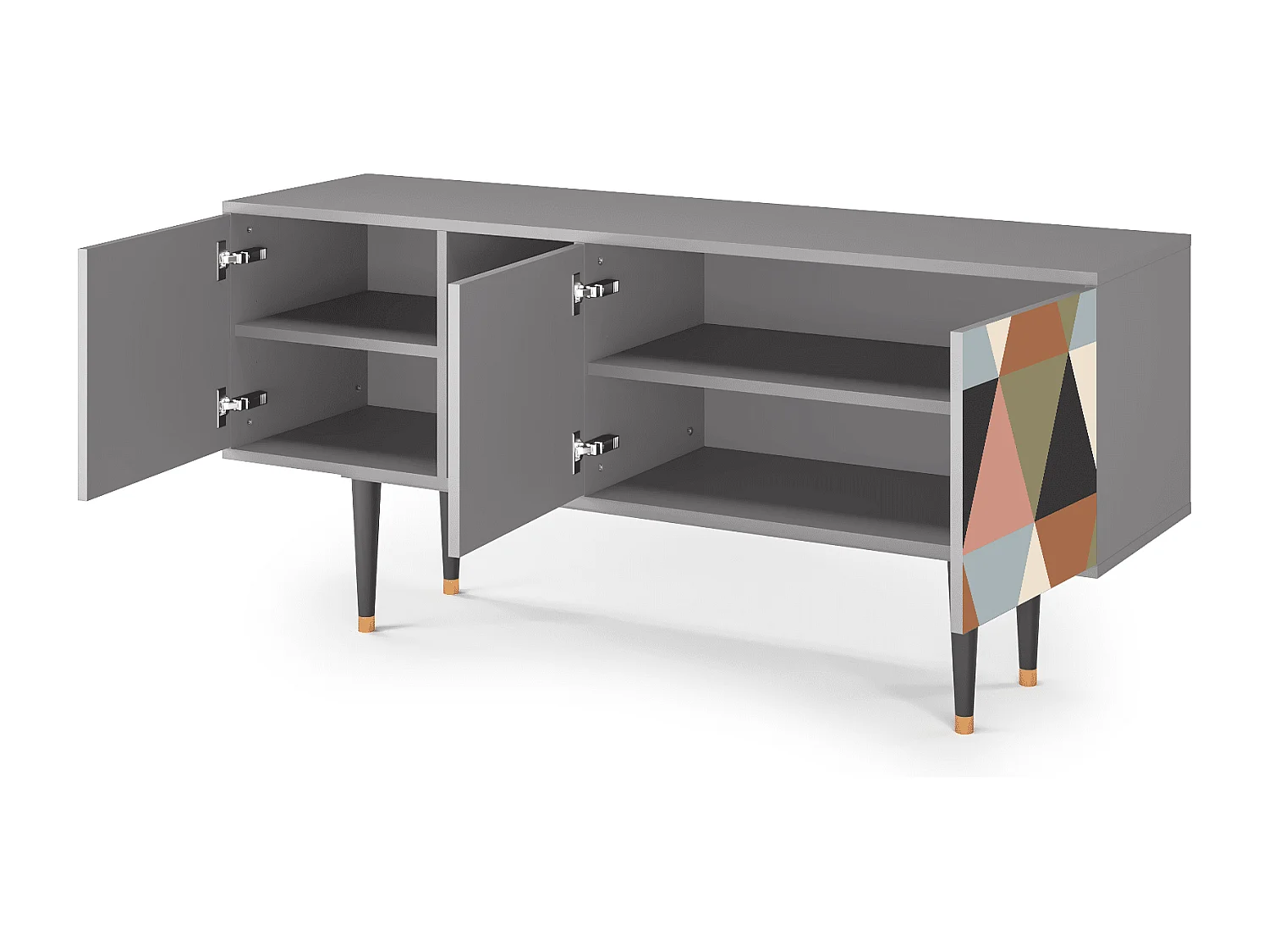 TV-meubel - 150х69х41 cm - T5 - Royal Triangles, Grijs