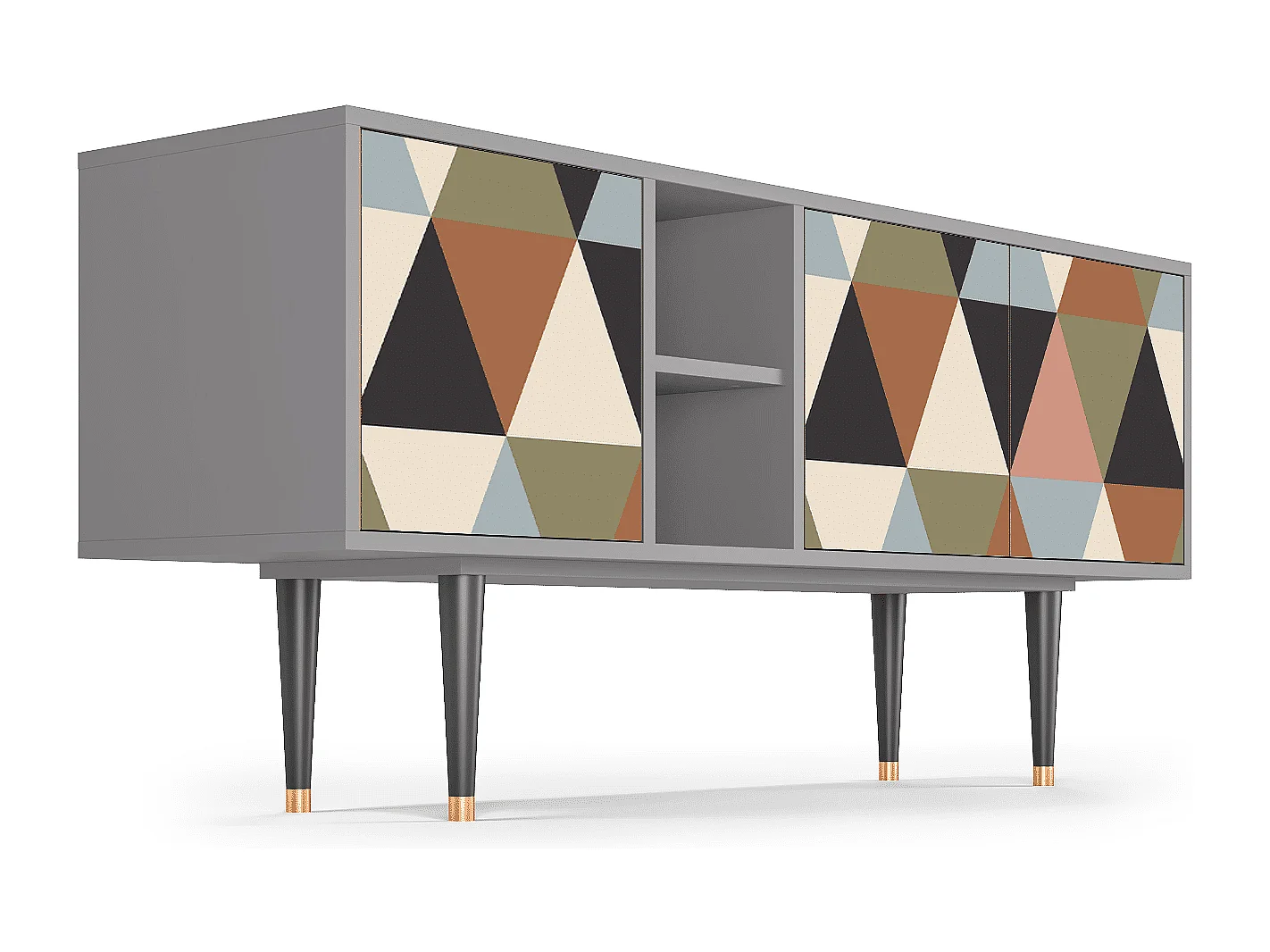 Meuble TV - 150х69х41 cm - T5 - Royal Triangles, Gris