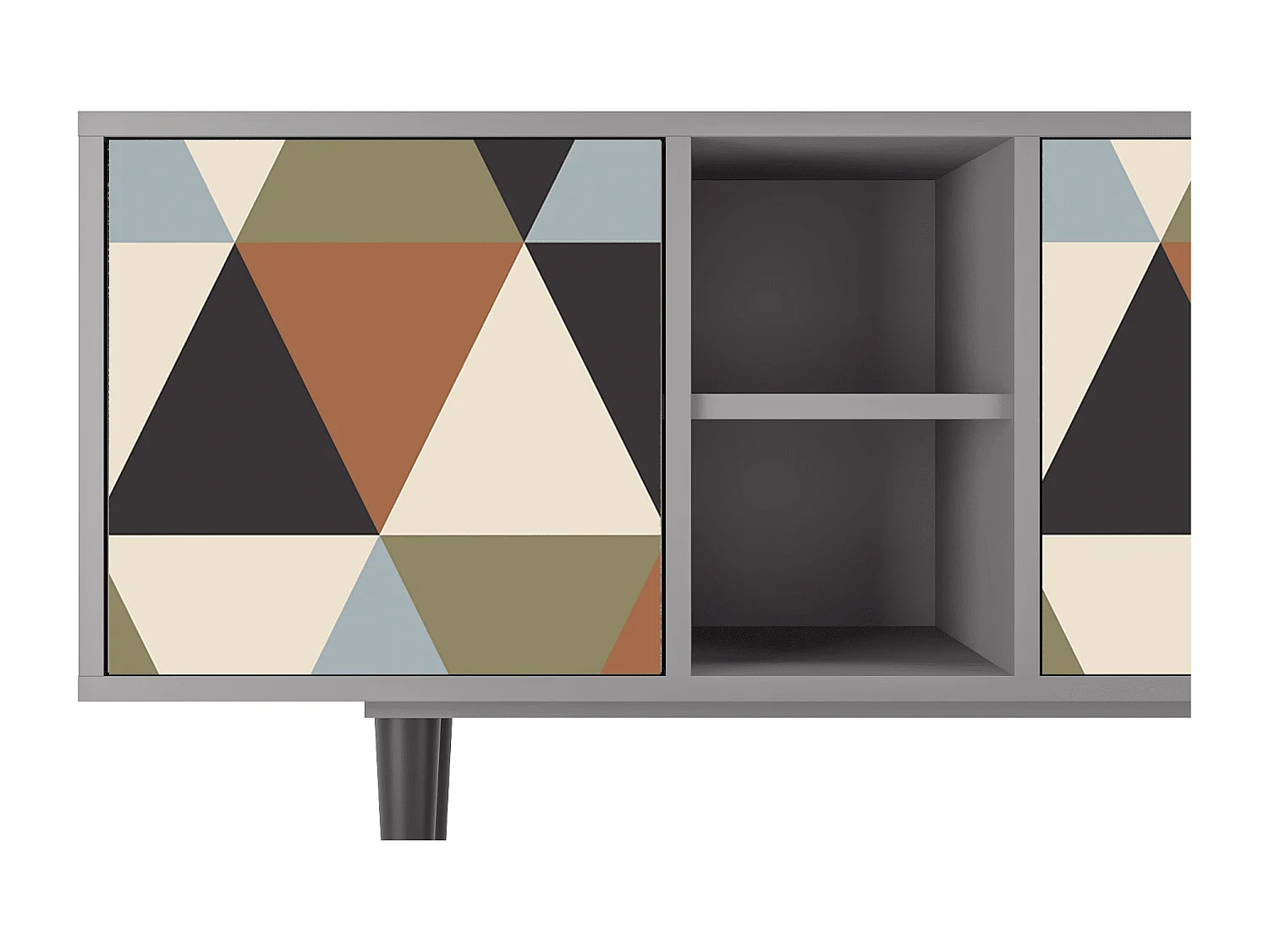 Meuble TV - 150х69х41 cm - T5 - Royal Triangles, Gris