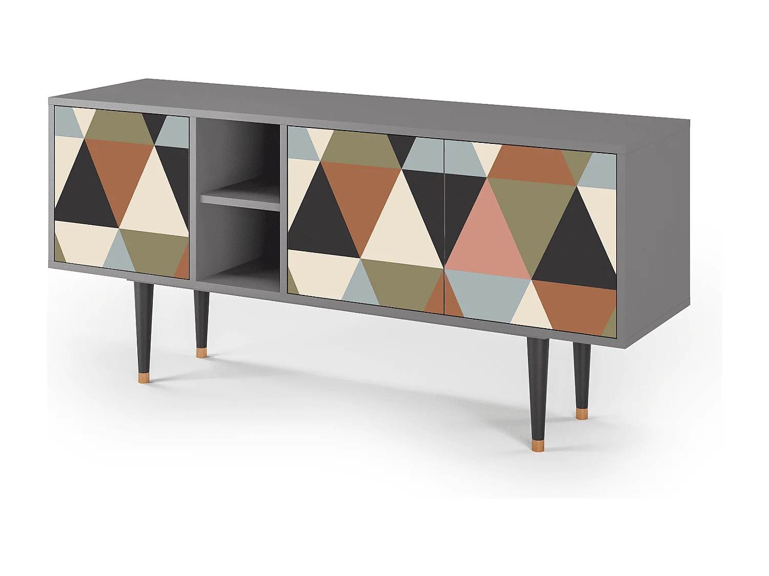 TV-meubel - 150х69х41 cm - T5 - Royal Triangles, Grijs