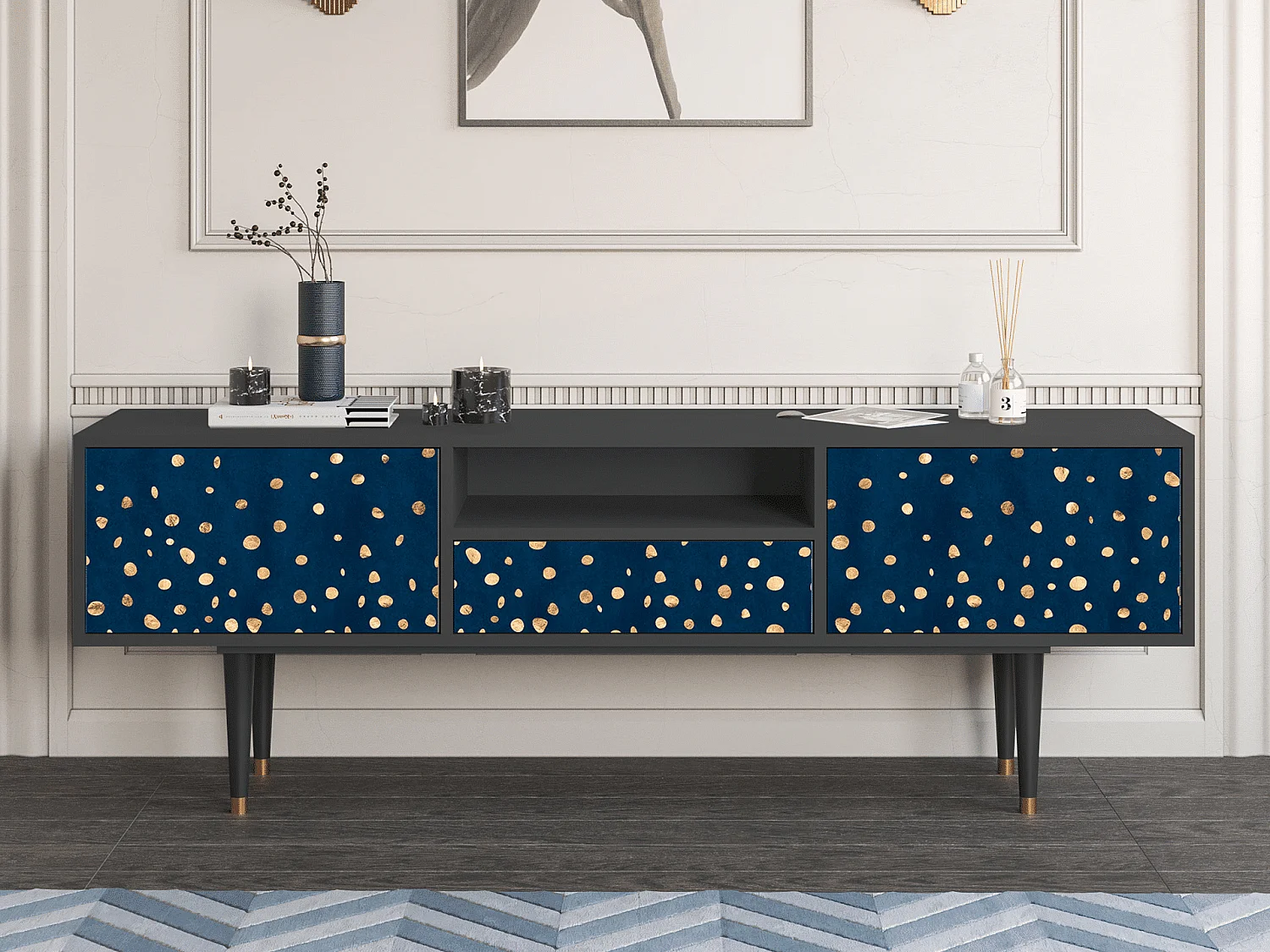 Meuble TV - 170х59х41 cm - T6 - Night Skies, Anthracite