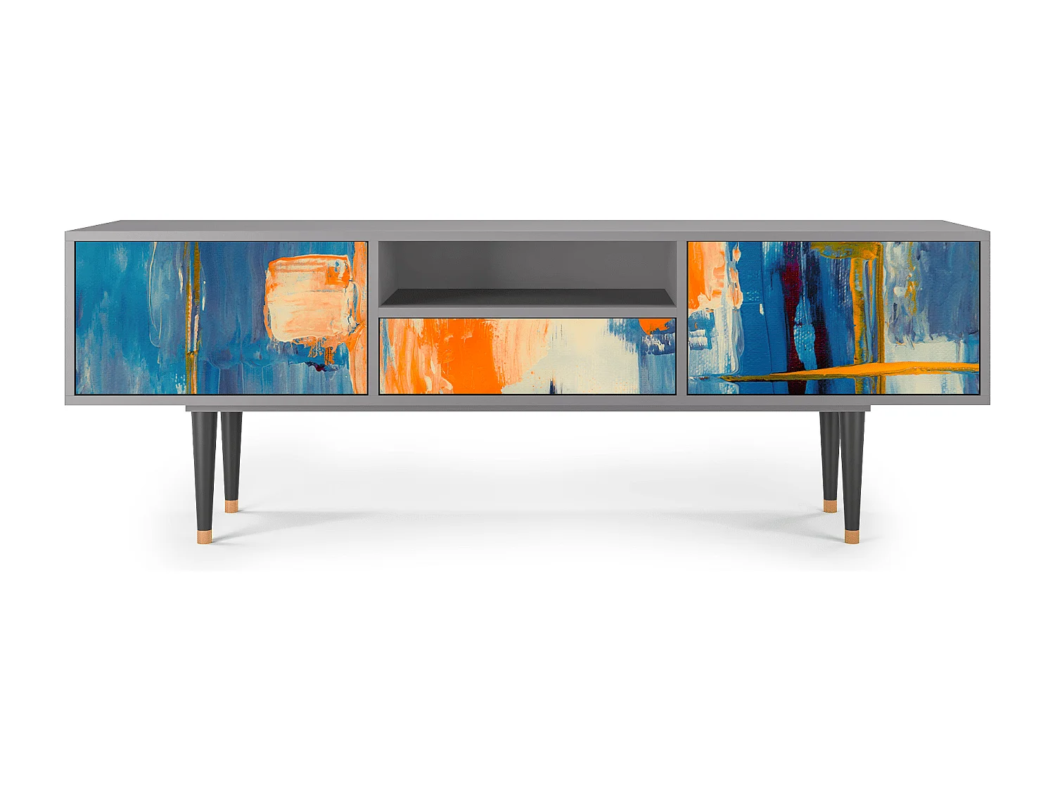 Meuble TV - 170х59х41 cm - T6 - Abstract Expressionism, Gris