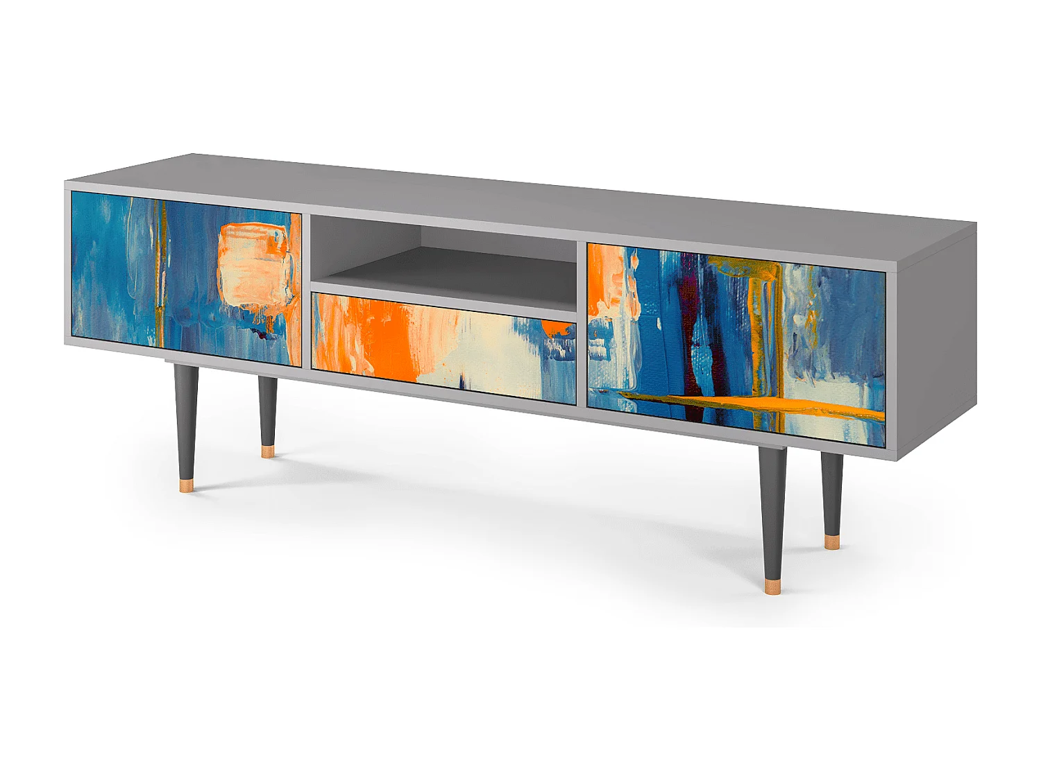 Meuble TV - 170х59х41 cm - T6 - Abstract Expressionism, Gris