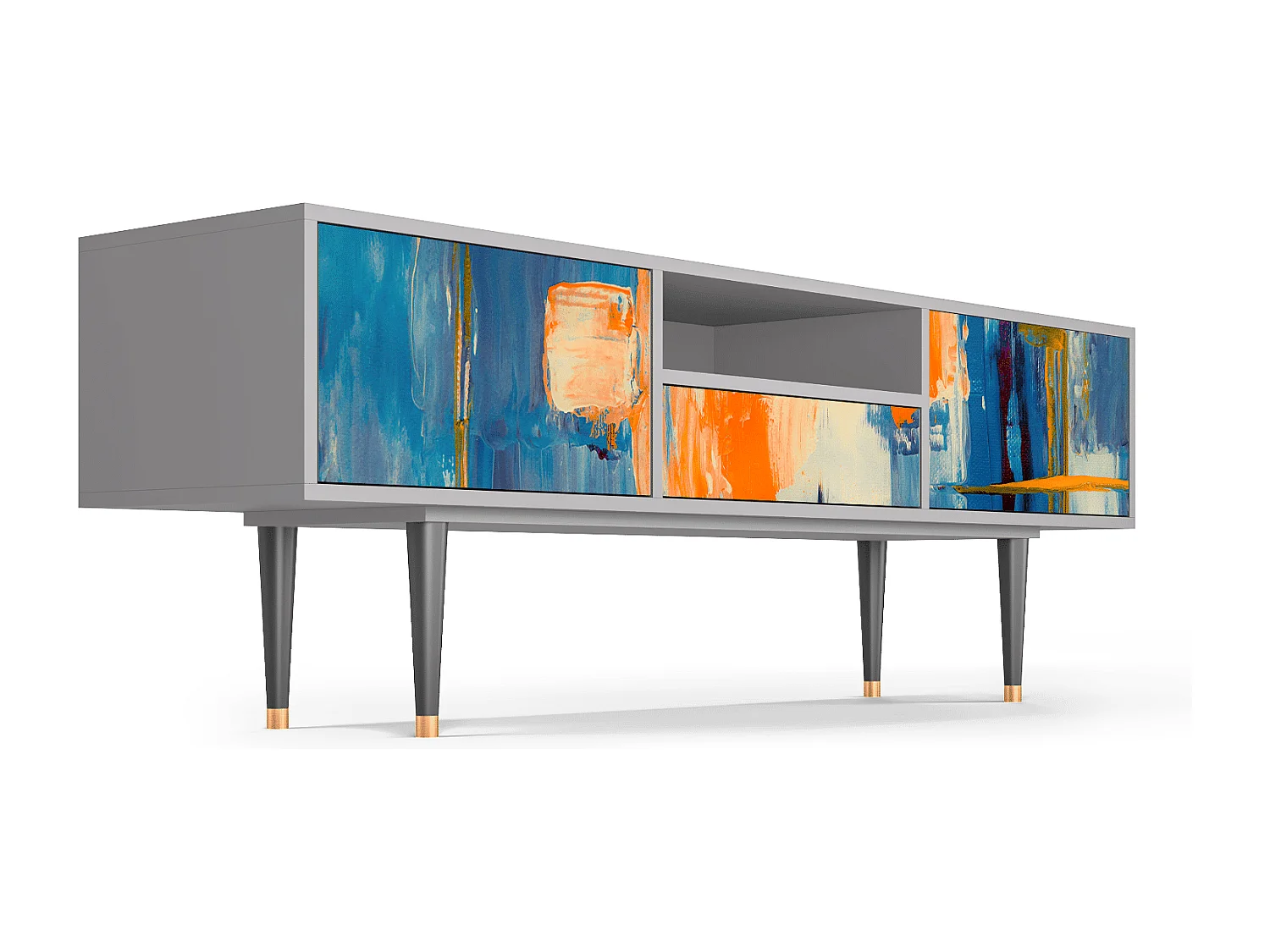 Meuble TV - 170х59х41 cm - T6 - Abstract Expressionism, Gris