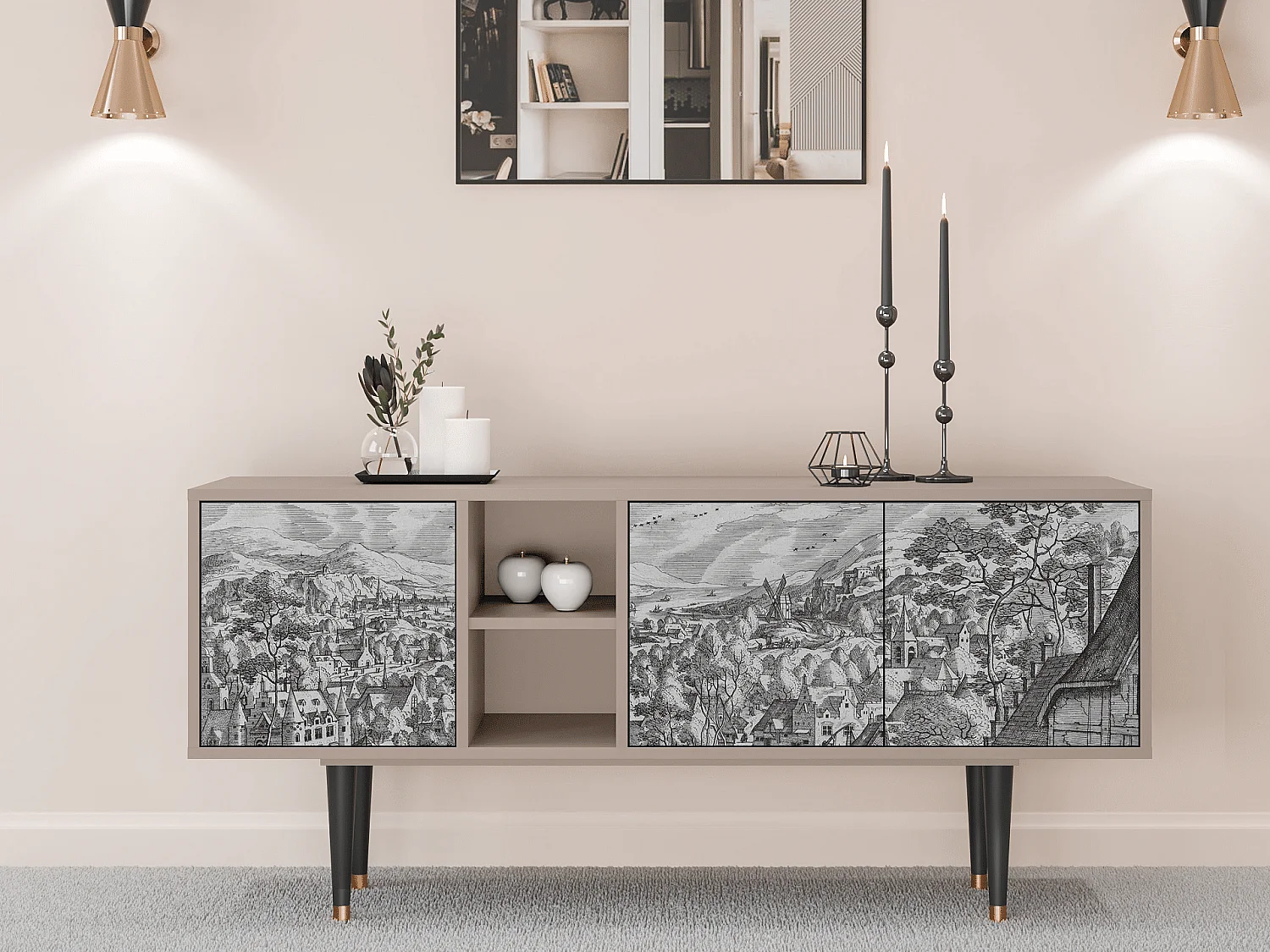 Mobile TV - 150х69х41 cm - T5 - Bird Dropping, Latte