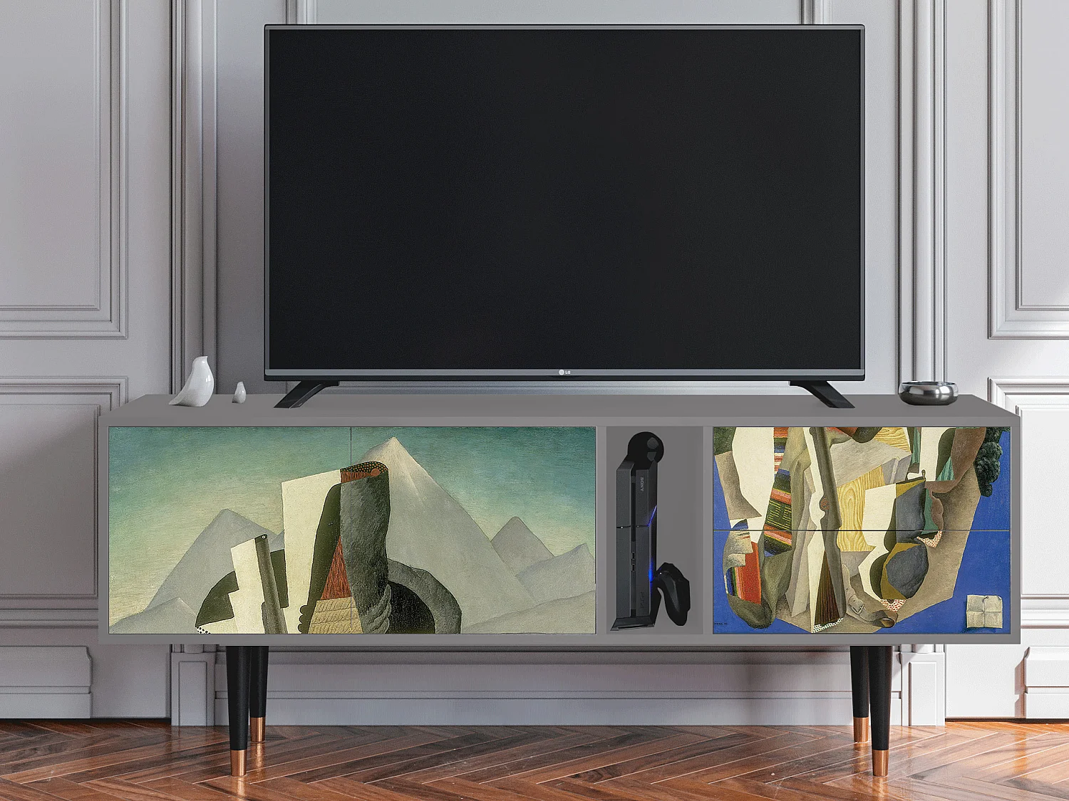 Meuble TV - 170х69х48 cm - T1 - The Cubist Paintings , Gris