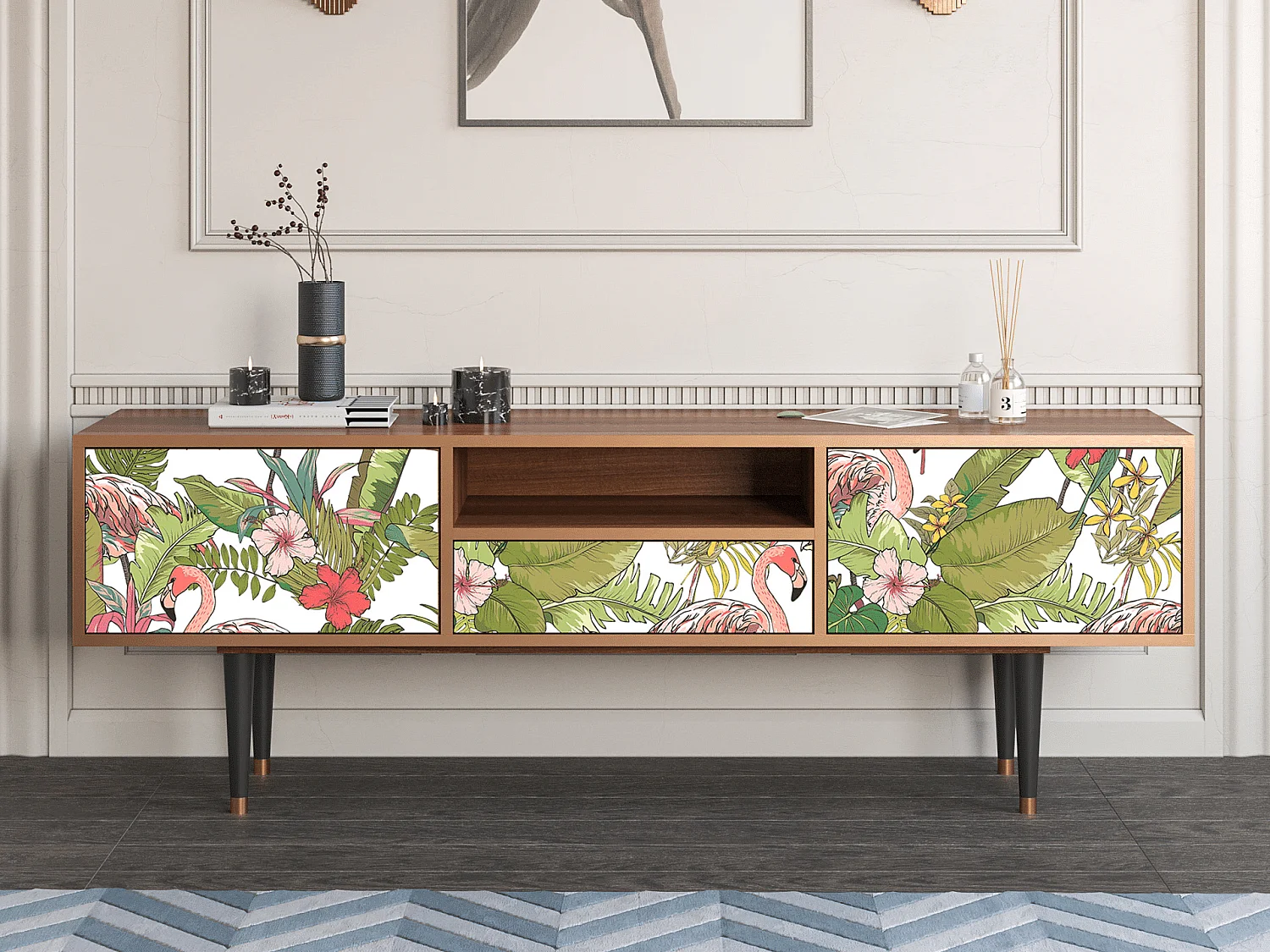 Mobile TV - 170х59х41 cm - T6 - Sweet Flamingo, Noce