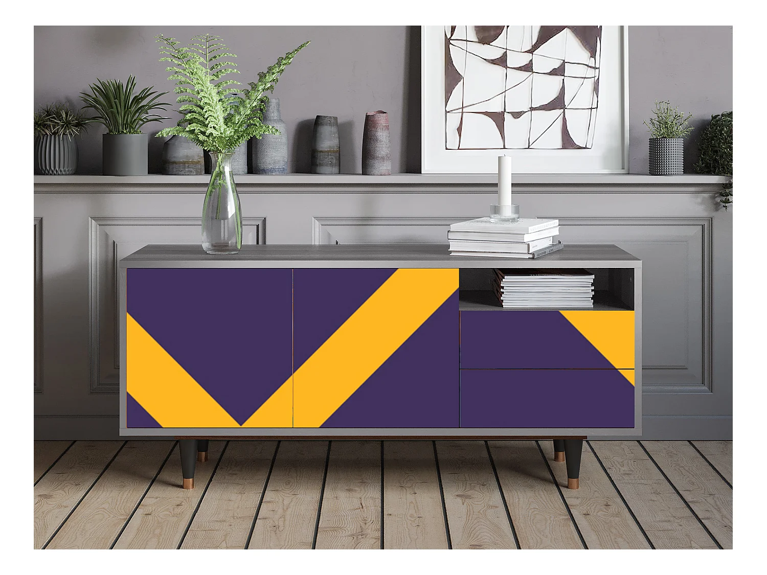 Meuble TV - 125х56х41 cm - T7 - The Brightest Way, Gris