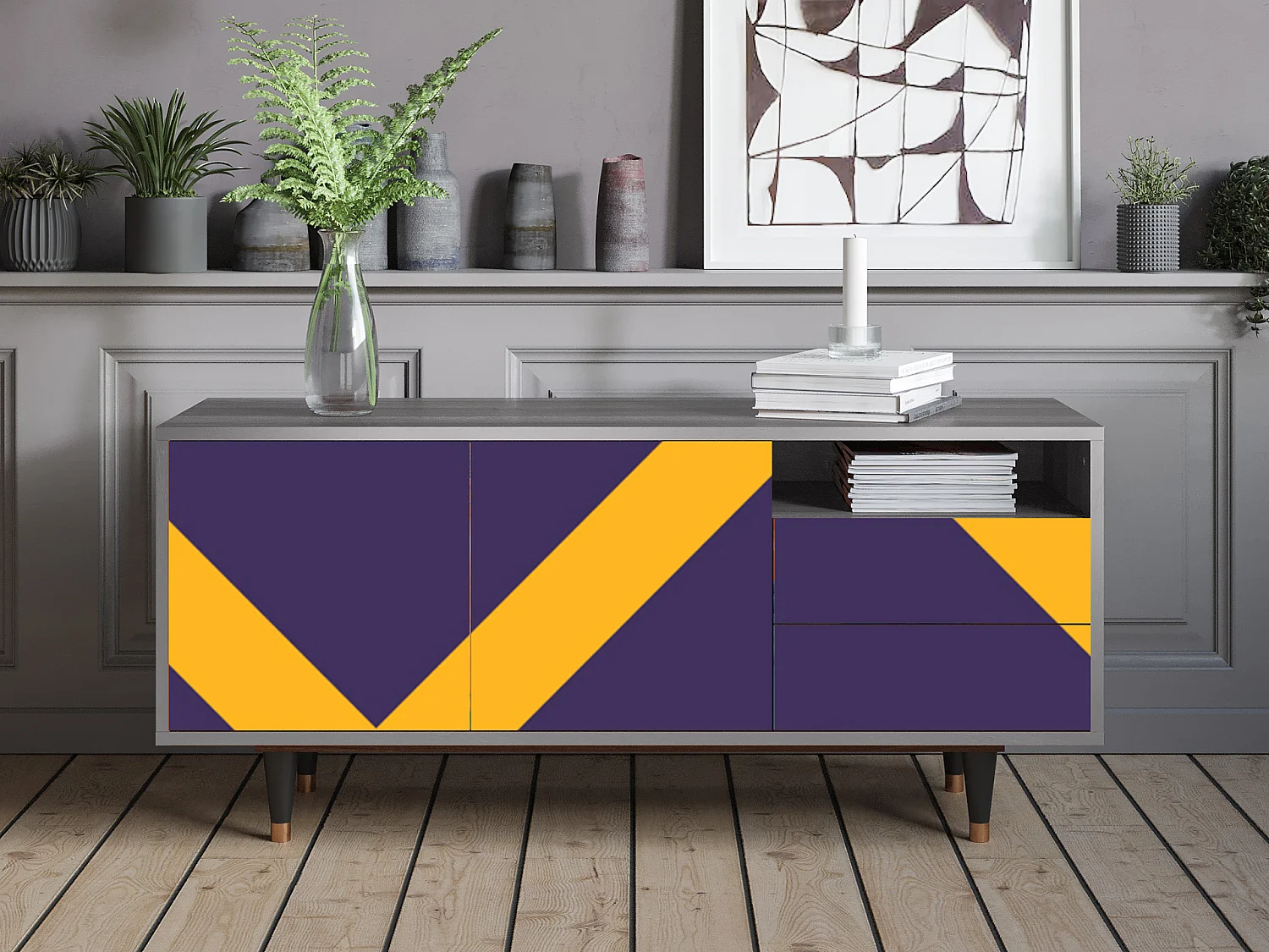 Meuble TV - 125х56х41 cm - T7 - The Brightest Way, Gris