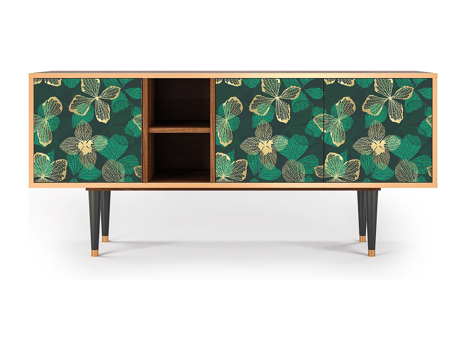 Mueble de TV - 150х69х41 cm - T5 - Green Flower, Nogal