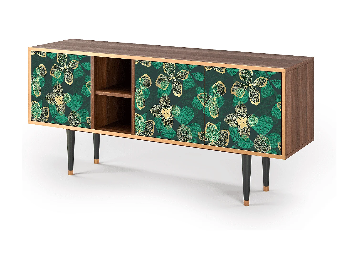 Mueble de TV - 150х69х41 cm - T5 - Green Flower, Nogal