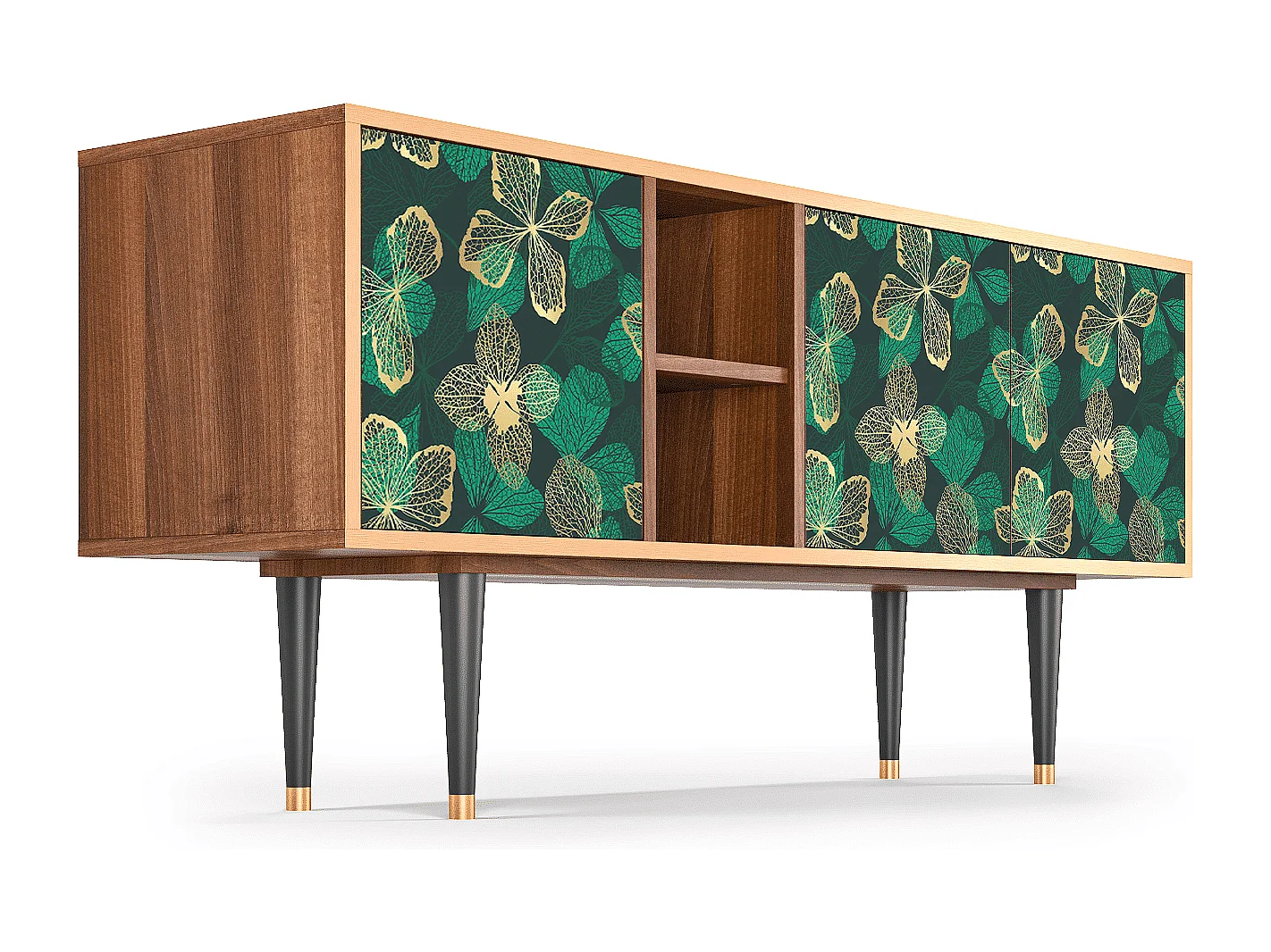 Mueble de TV - 150х69х41 cm - T5 - Green Flower, Nogal