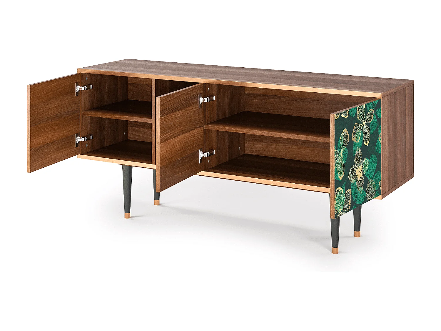 Mueble de TV - 150х69х41 cm - T5 - Green Flower, Nogal