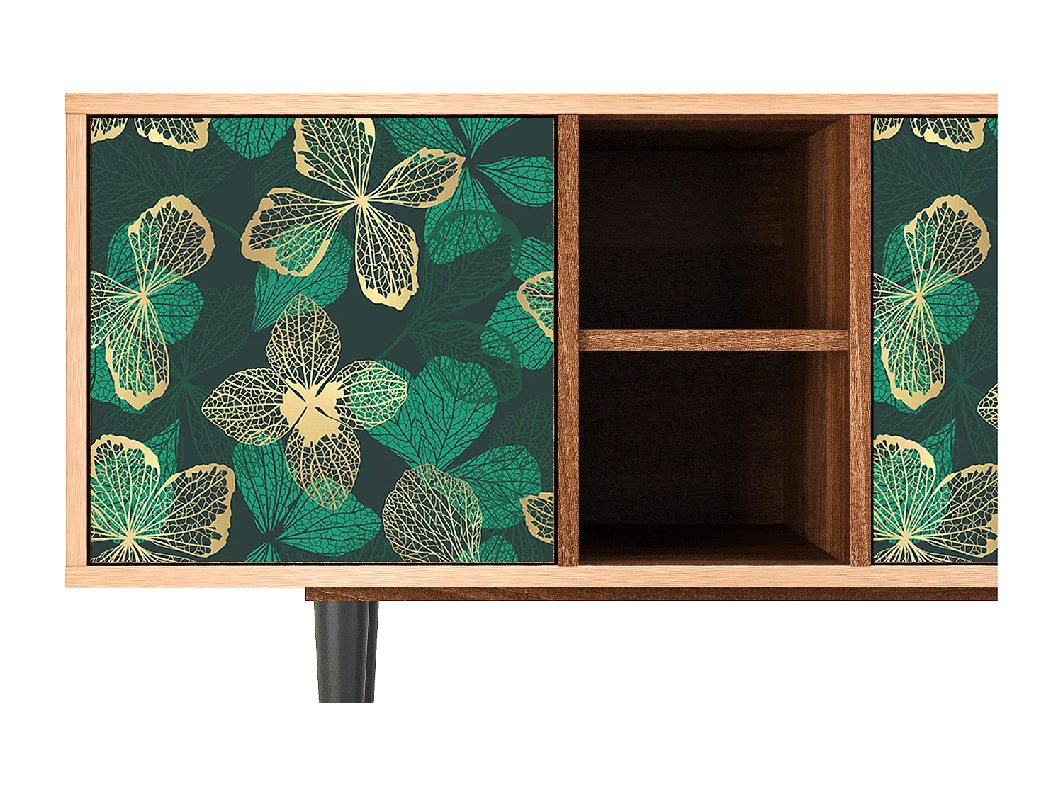 Mobile TV - 150х69х41 cm - T5 - Green Flower, Noce