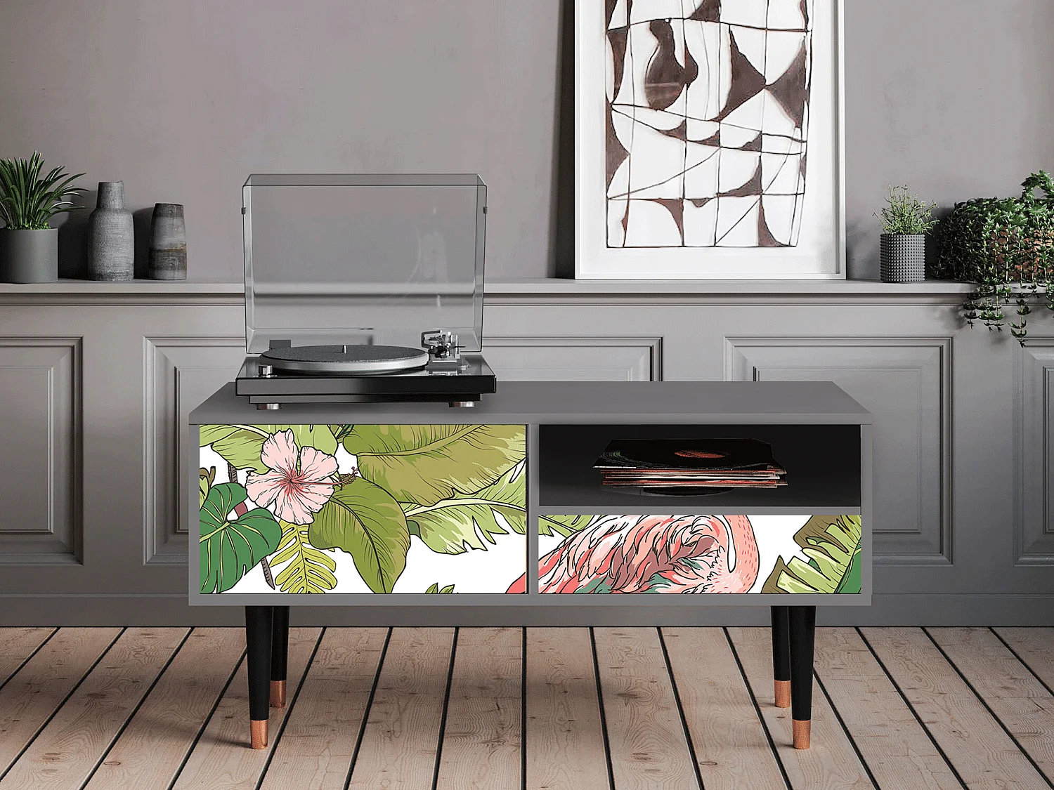 TV-Möbel - 115х59х48 cm - T3 - Sweet Flamingo, Grau