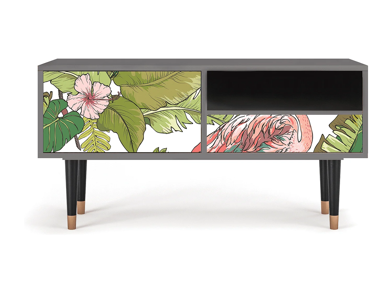 Meuble TV - 115х59х48 cm - T3 - Sweet Flamingo, Gris