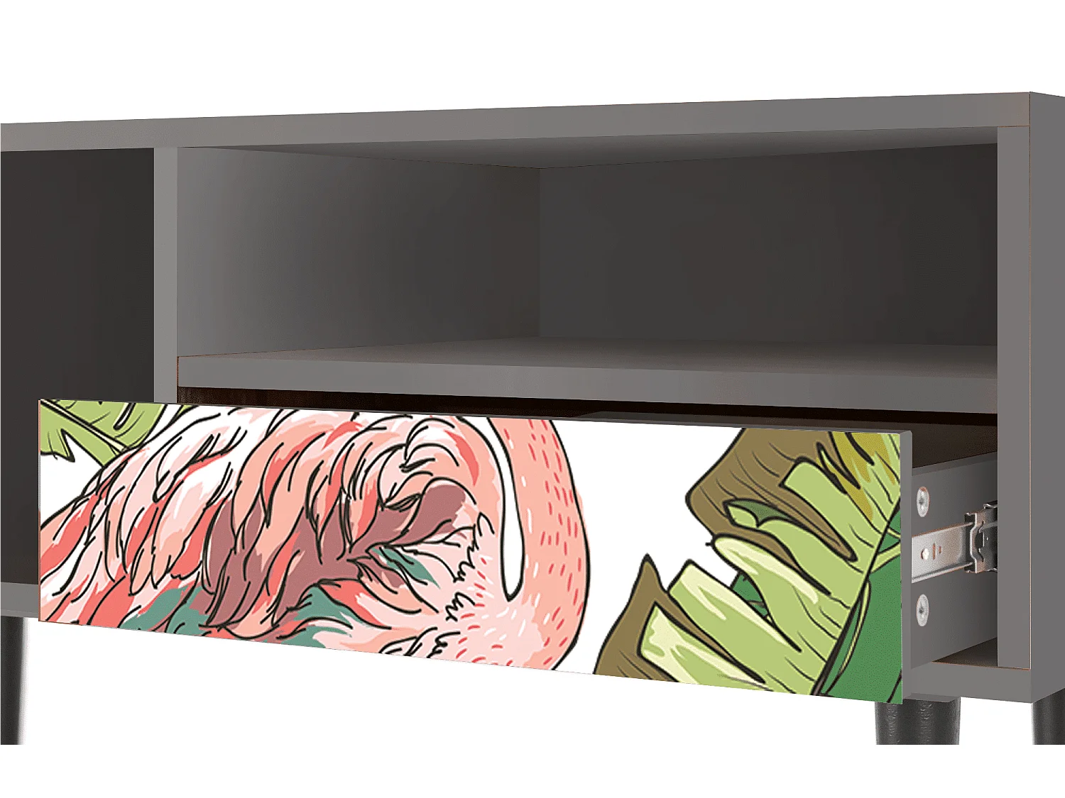 Meuble TV - 115х59х48 cm - T3 - Sweet Flamingo, Gris