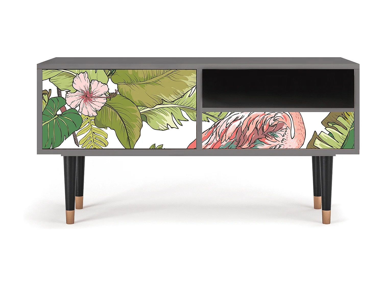 Meuble TV - 115х59х48 cm - T3 - Sweet Flamingo, Gris